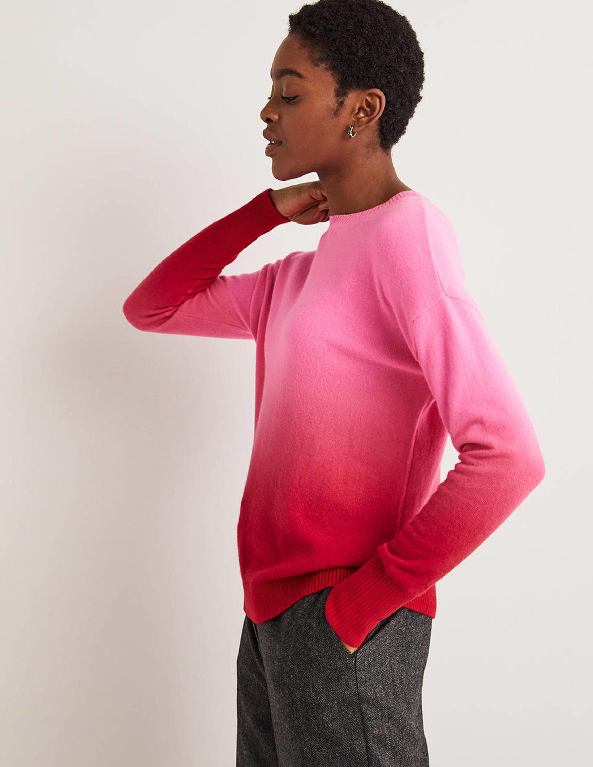 Margot Cashmere Jumper-Pink, Red Ombre - Image 4