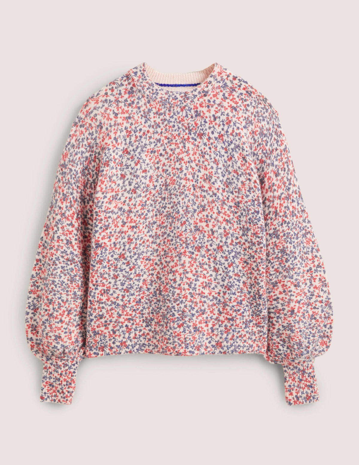 Flauschiger Pullover mit Blousonärmeln-Milchshake, Wildranke - Image 5