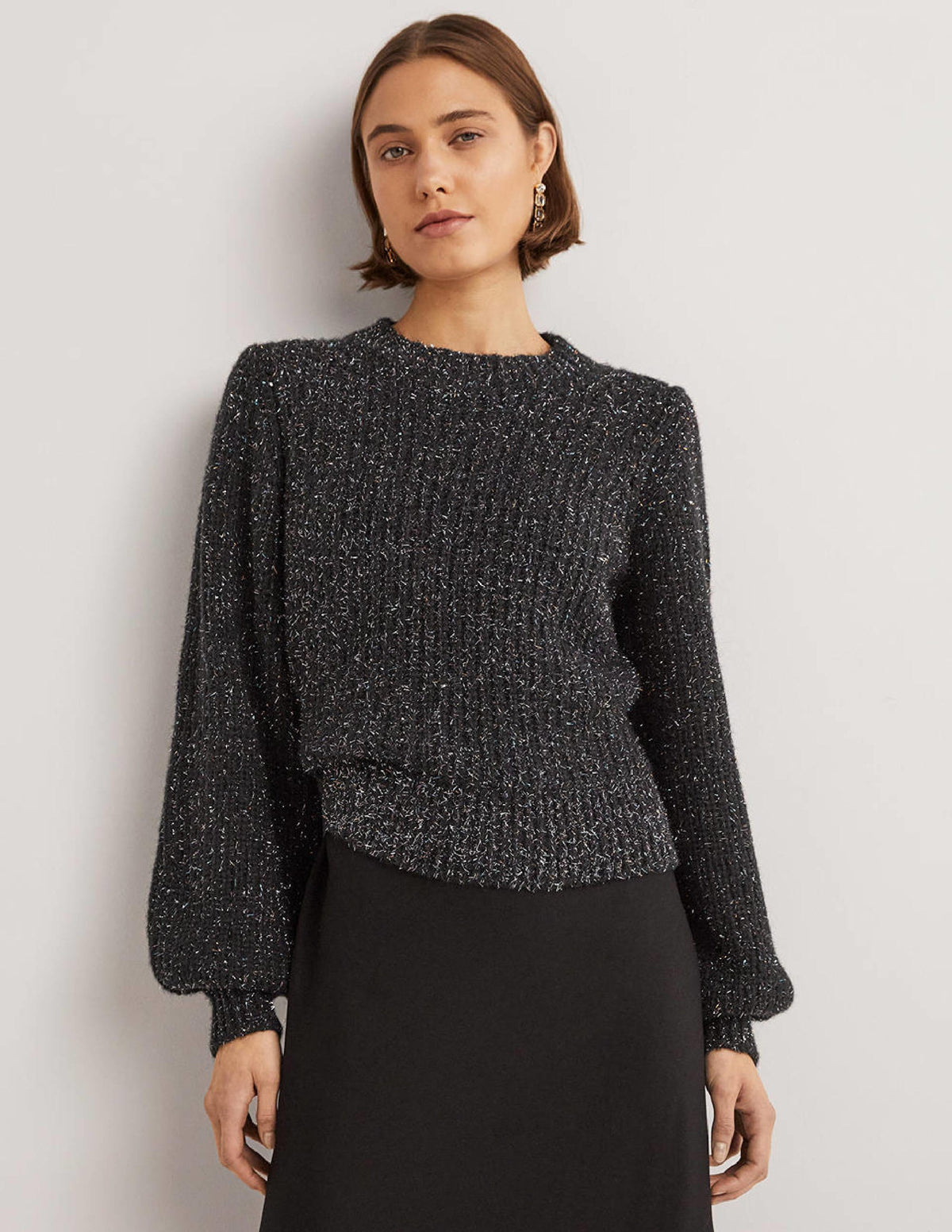 Pull côtelé épais-Étincelle noire-1