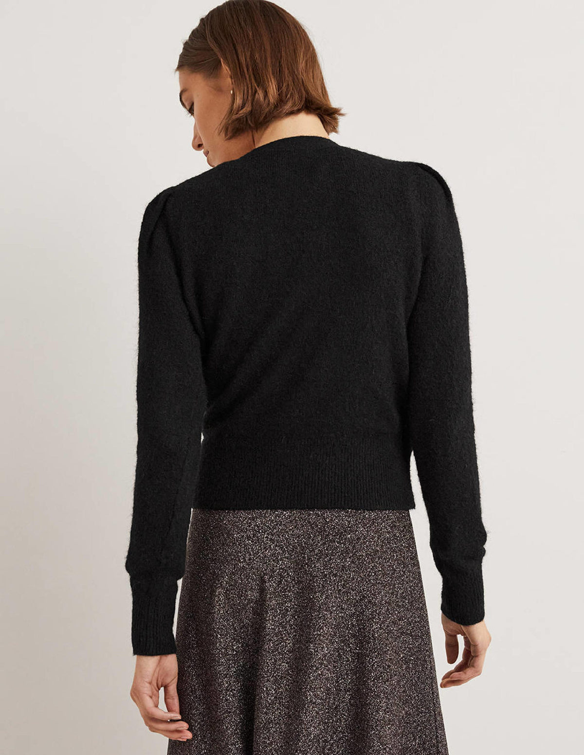 Flauschiger Wickel-Cardigan-Schwarz-3