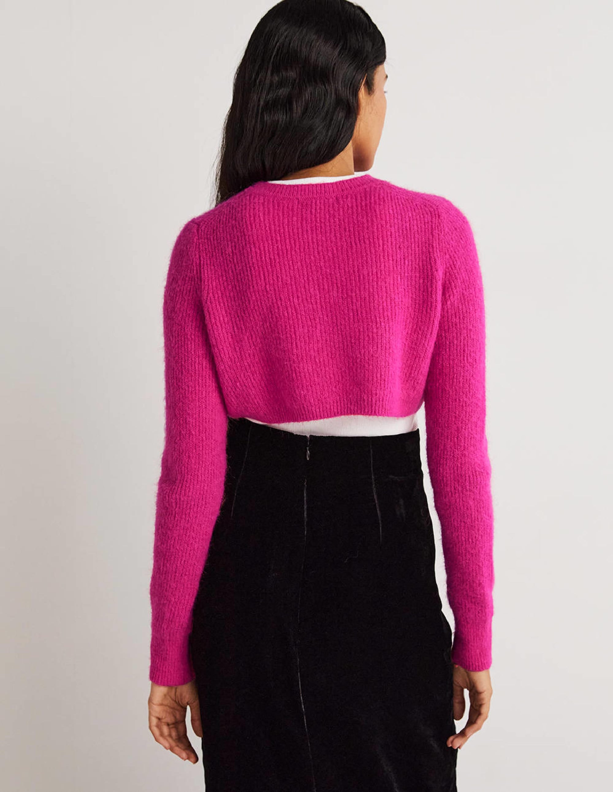 Boléro en maille côtelée-Rose pastèque sauvage - Image 4