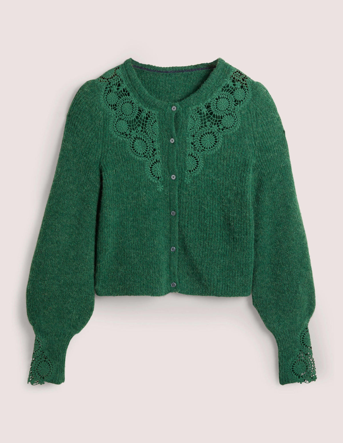 Flauschiger Cardigan mit Stickerei-Jägergrün, Stickerei-5