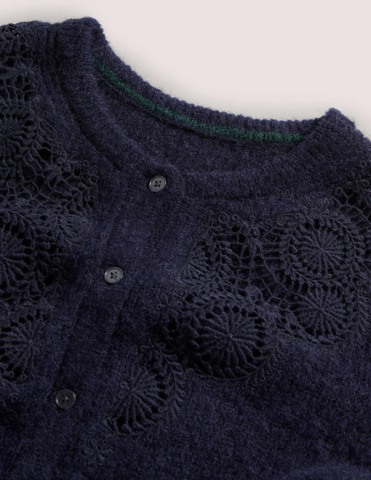 Flauschiger Cardigan mit Stickerei-Navy, Stickerei - Image 7