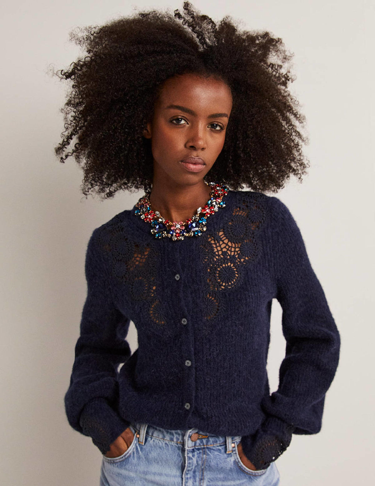 Flauschiger Cardigan mit Stickerei-Navy, Stickerei-5