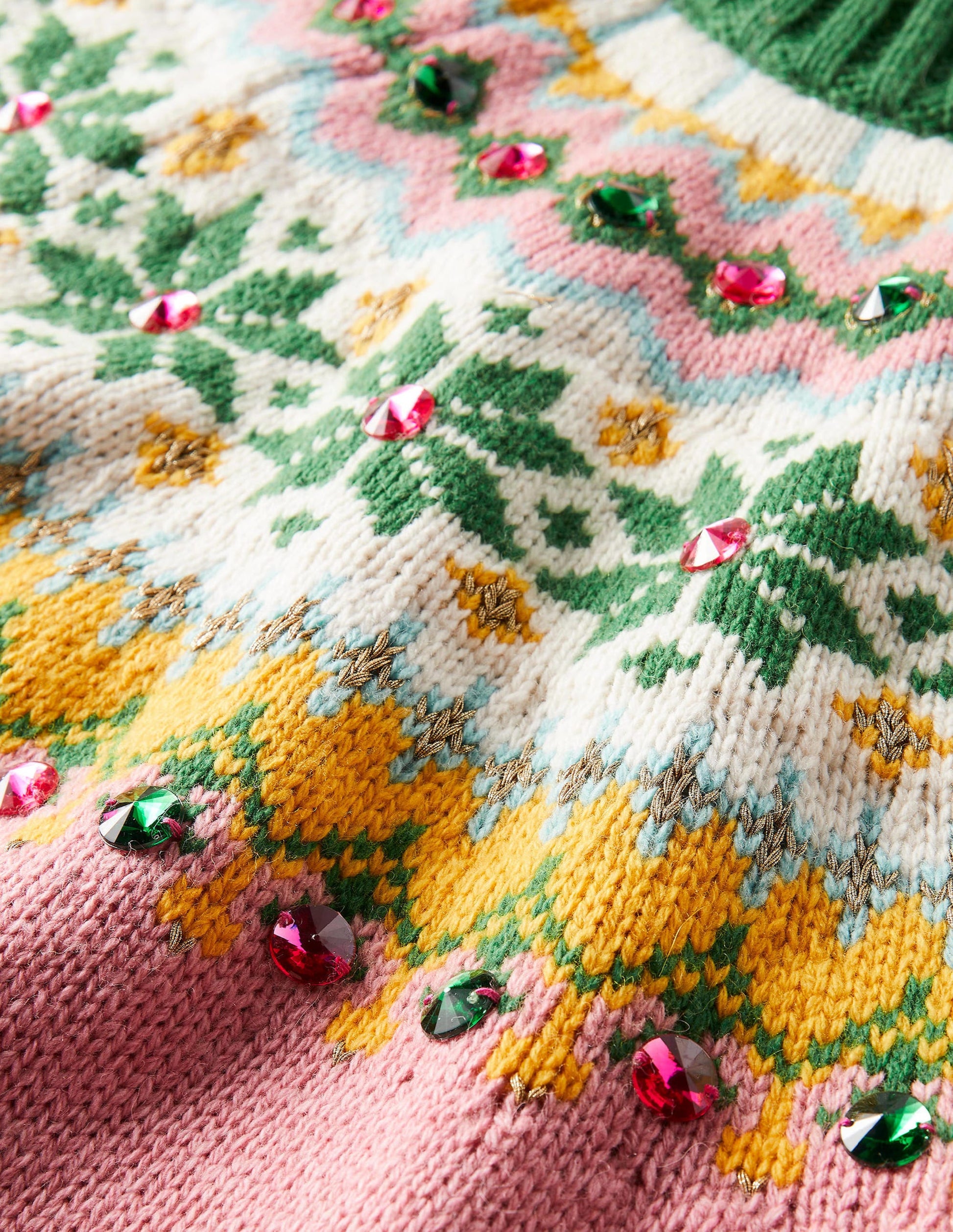 Verzierter Fair-Isle-Pullover-Rosa, Verziertes Fair-Isle-Muster-8