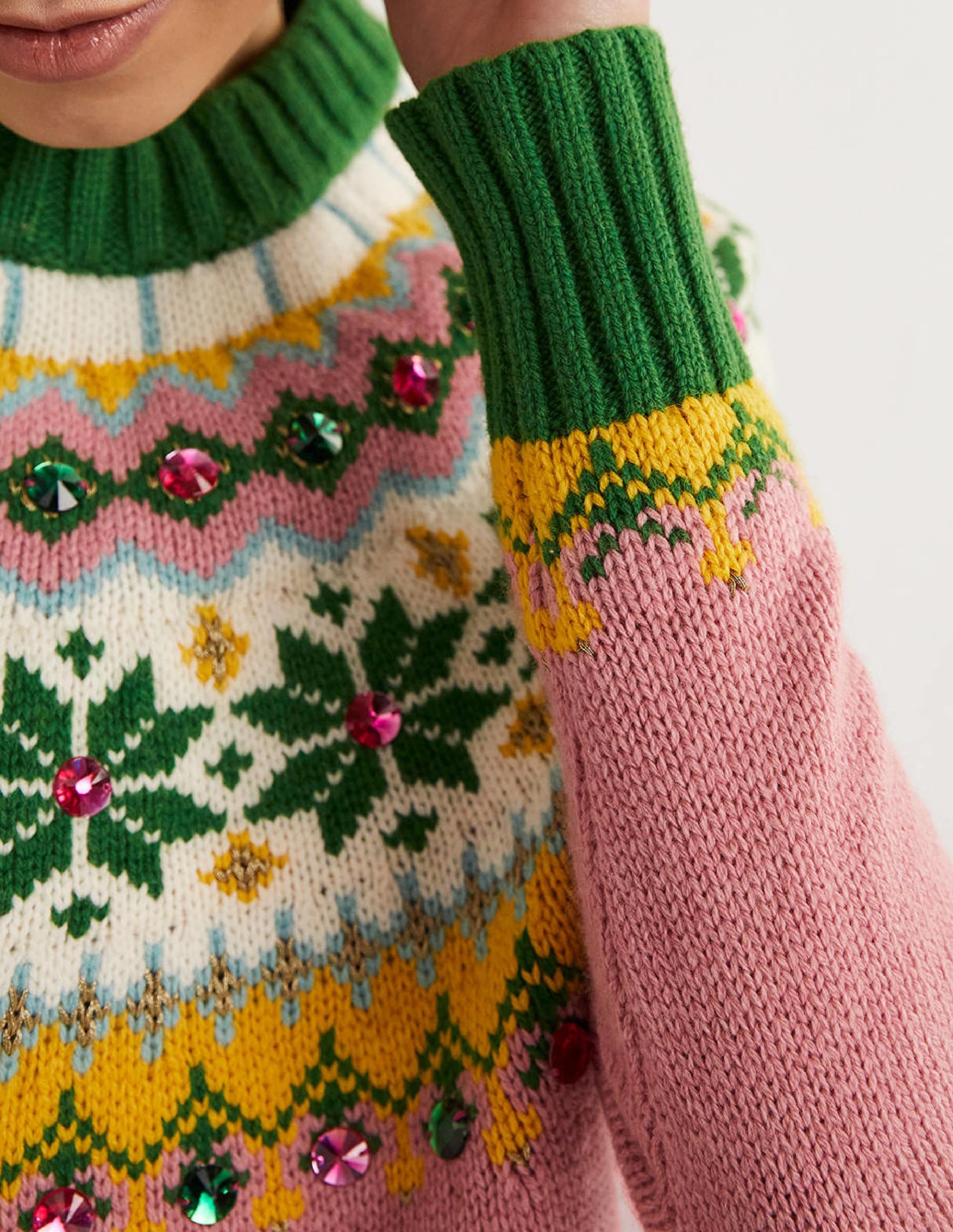 Verzierter Fair-Isle-Pullover-Rosa, Verziertes Fair-Isle-Muster - Image 2