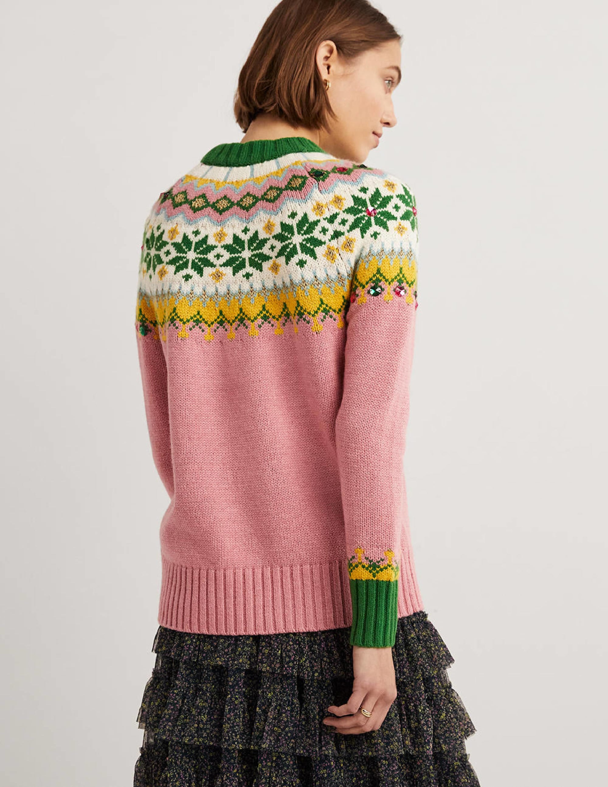 Verzierter Fair-Isle-Pullover-Rosa, Verziertes Fair-Isle-Muster - Image 3