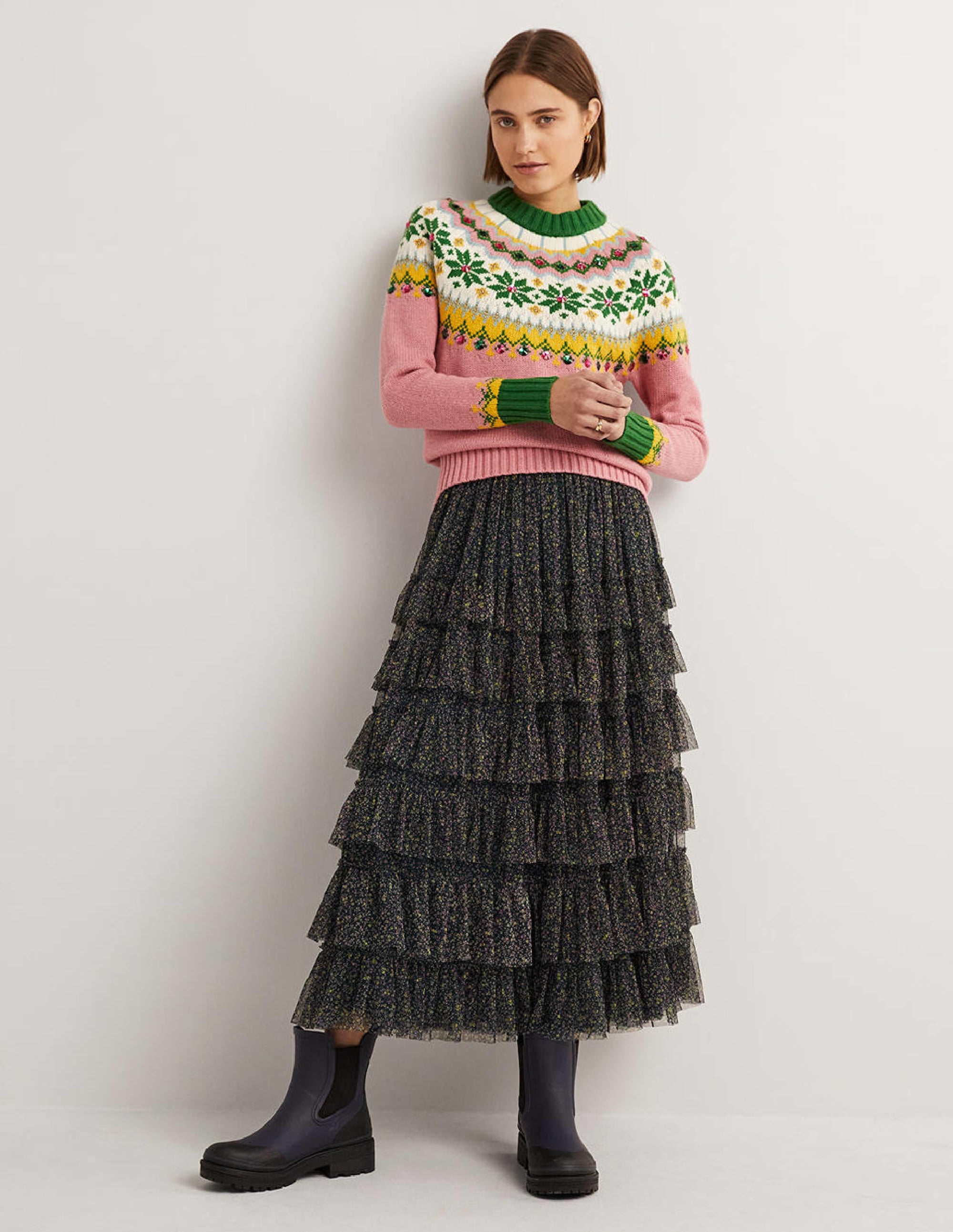 Verzierter Fair-Isle-Pullover-Rosa, Verziertes Fair-Isle-Muster - Image 4