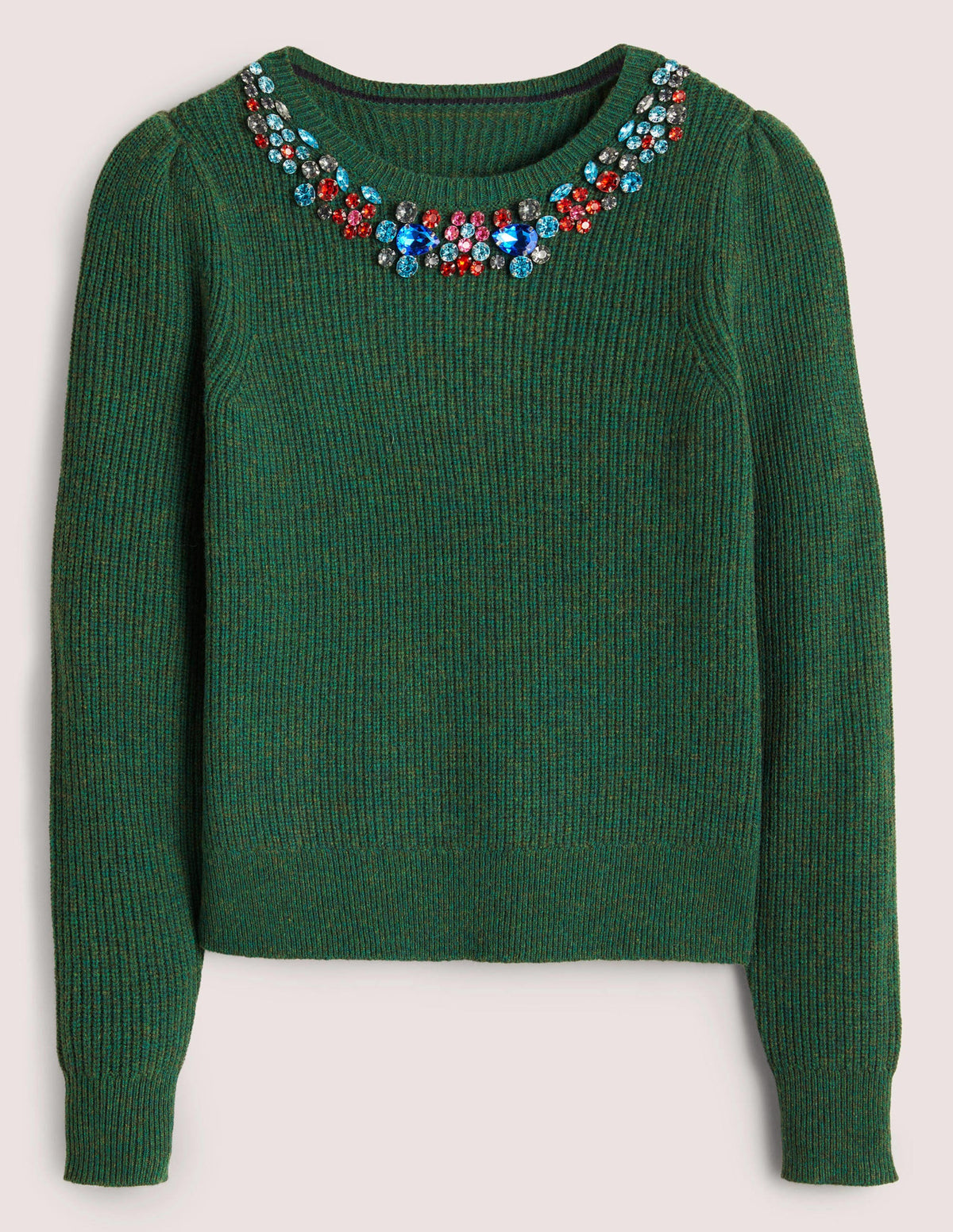 Pull ornementé-Vert foncé, col ornementé - Image 6