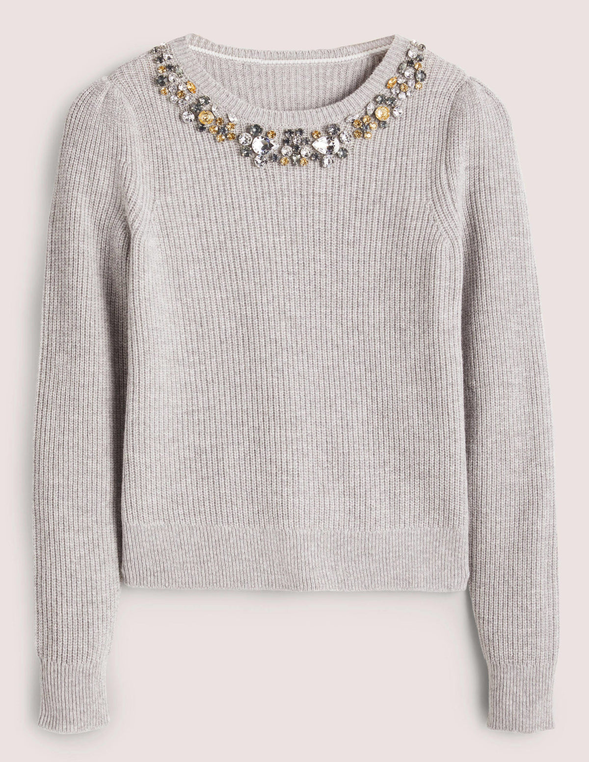 Embellished Party Jumper-Grey, Embellished Collar - Image 6