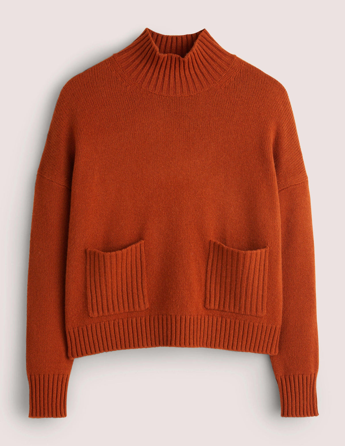 Kaschmirpullover mit hohem Kragen-Kupferrot-5