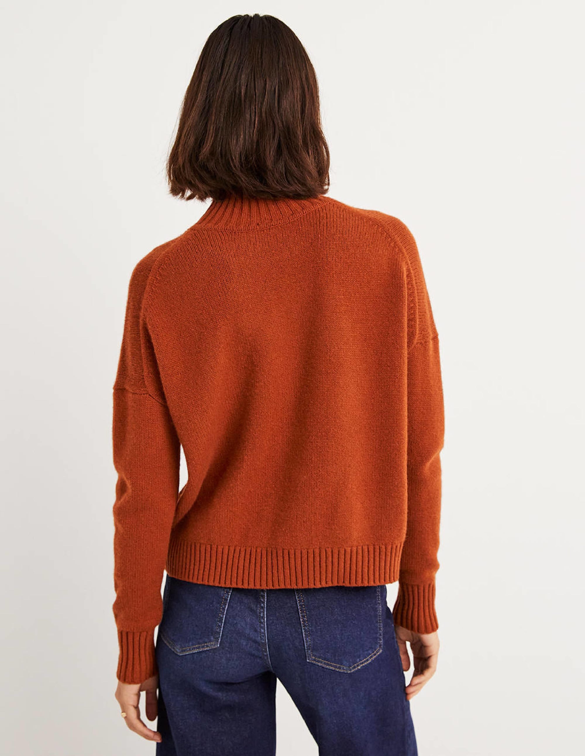 Kaschmirpullover mit hohem Kragen-Kupferrot - Image 2