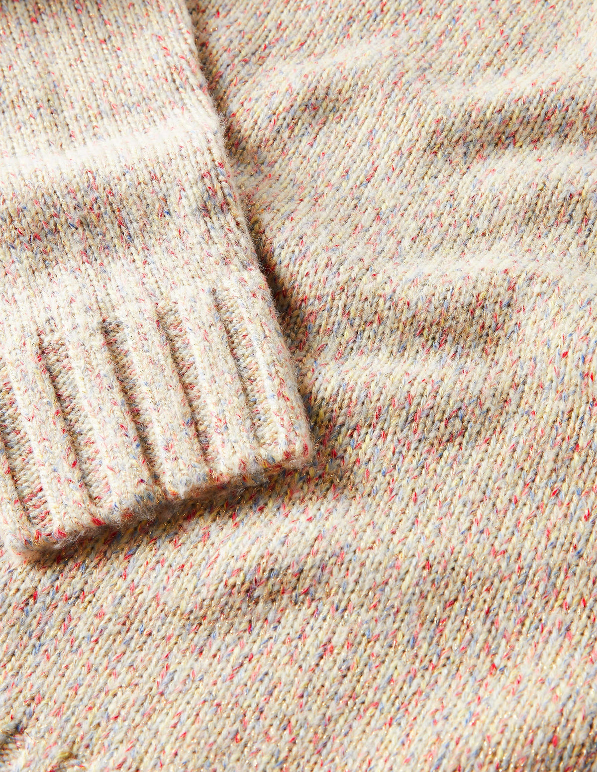 Gesprenkelter flauschiger Pullover-Naturweiß - Image 7