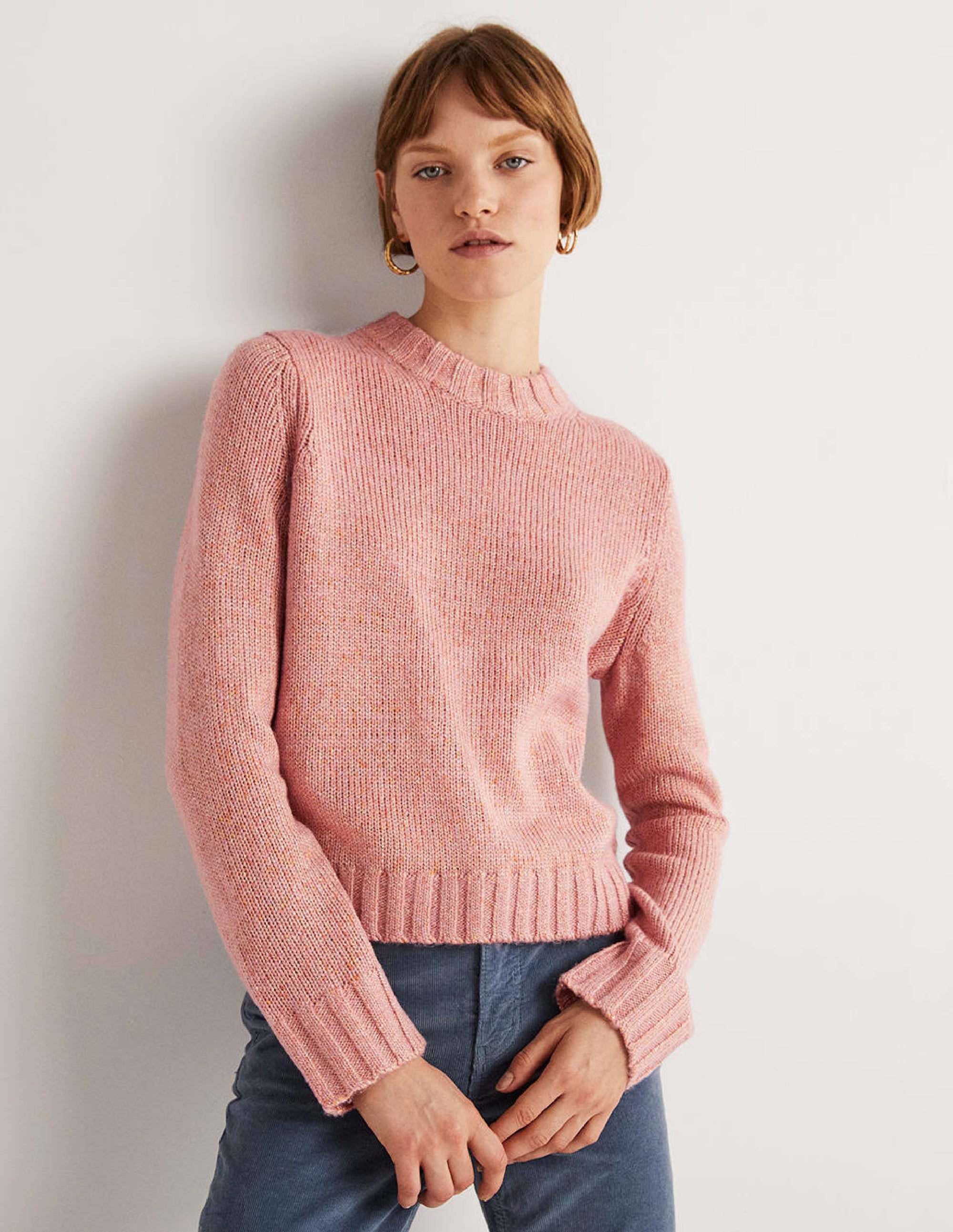 Gesprenkelter flauschiger Pullover-Eisrosa - Image 1
