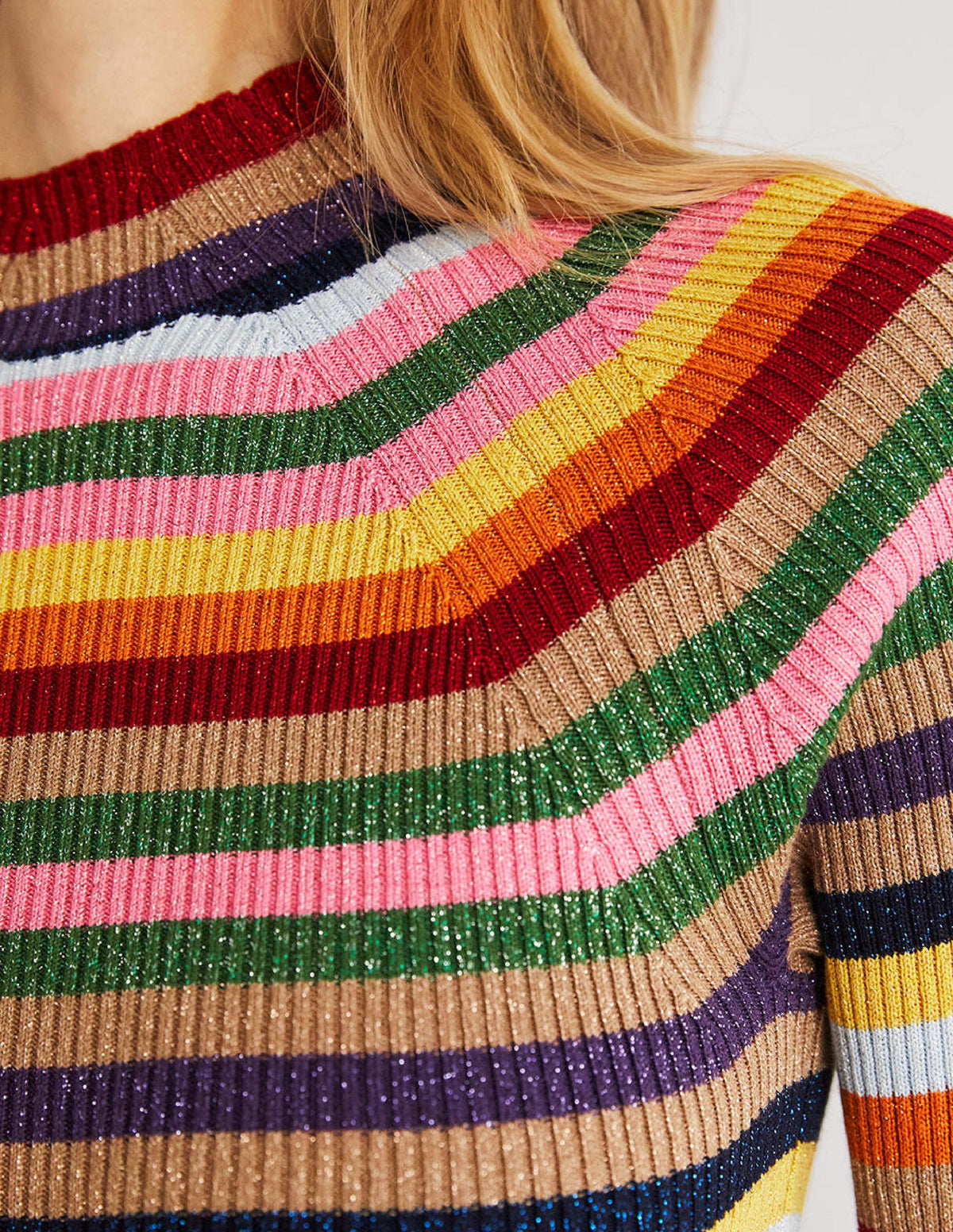 Matilda Glitzer-Pullover-Glitzer/Bunt, Gestreift - Image 2