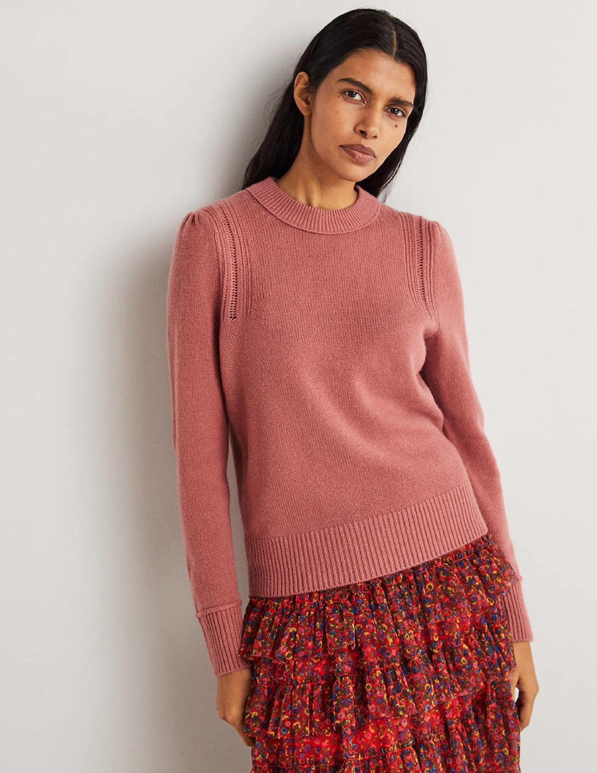 Luftiger Kaschmirpullover-Staubrot Melange - Image 1