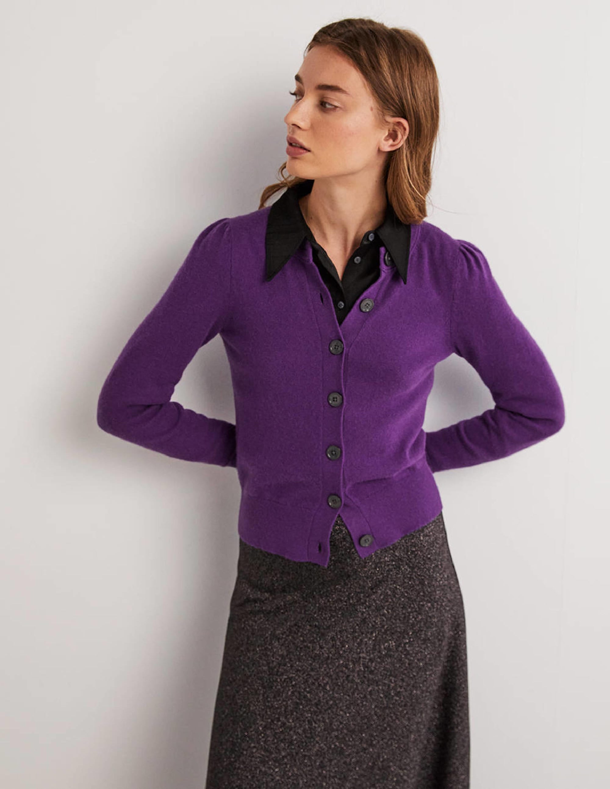 Cardigan en cachemire-Violet impérial - Image 4