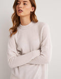 Boyfriend-Kaschmirpullover mit Rundhalsausschnitt-Seilbraun
