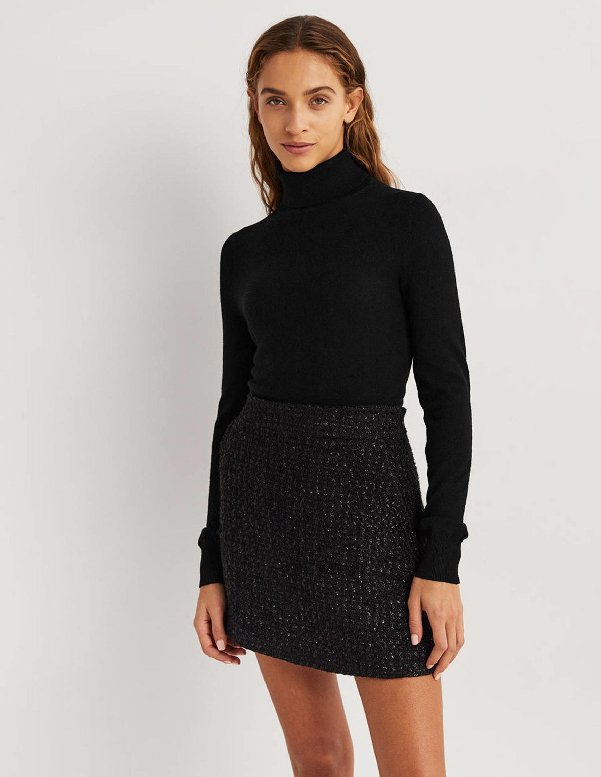 Eng geschnittener Rollkragenpullover aus Merinowolle-Schwarz - Image 1