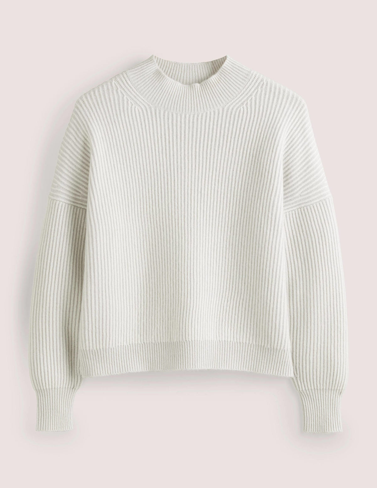 Rippstrick-Kaschmirpullover-Pastellgrau/Naturweiß - Image 6