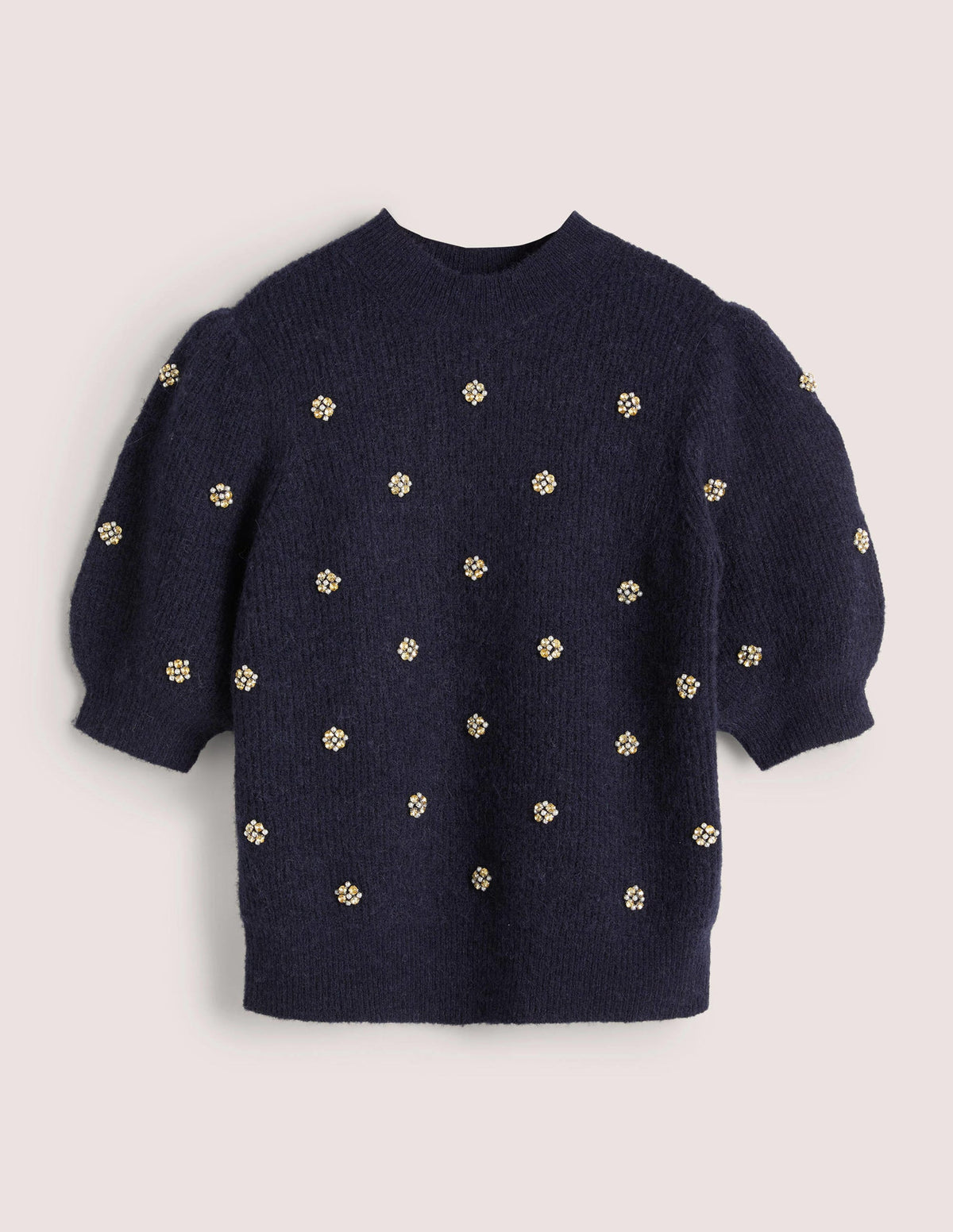 Verziertes flauschiges T-Shirt-Navy, Verzierung-5