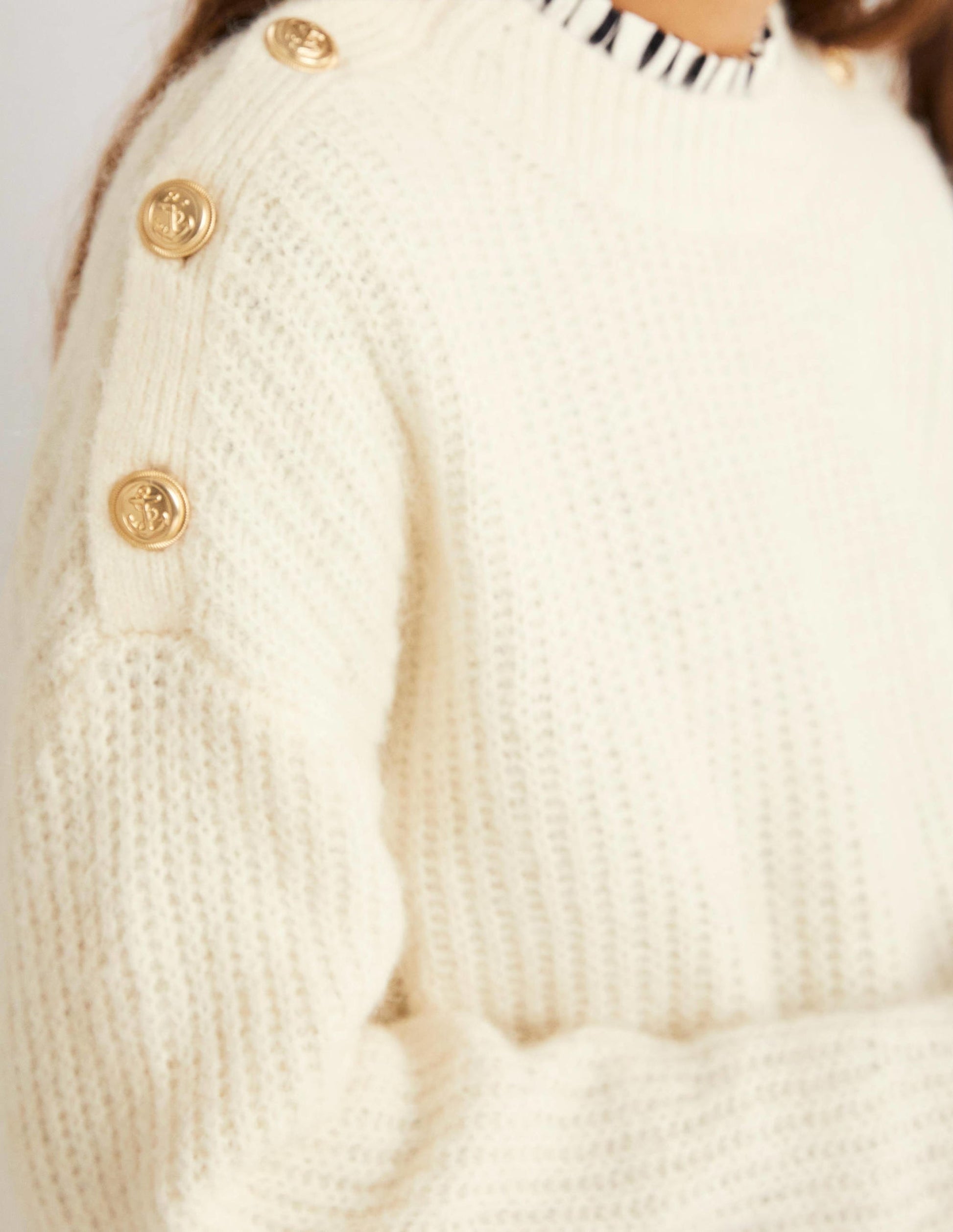 Rippstrickpullover mit Knöpfen an der Schulter-Warmes Naturweiß-2