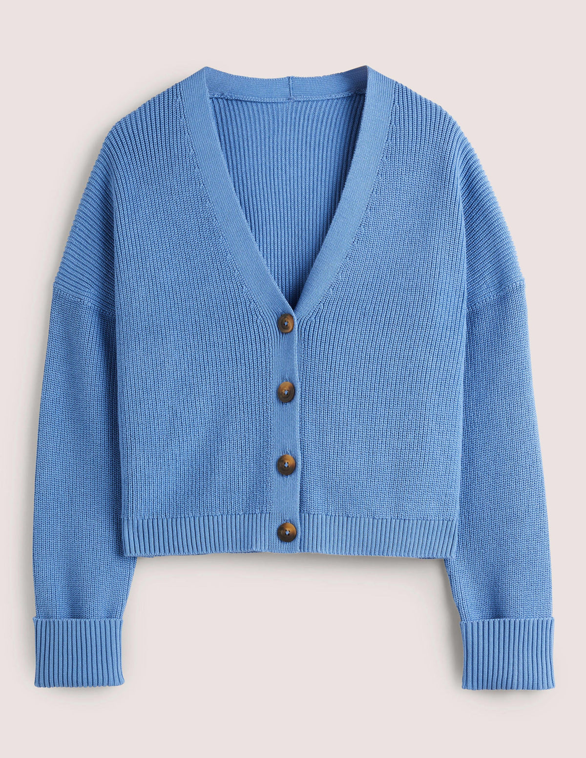 Rippstrickcardigan mit Umschlagbündchen-Rivierablau - Image 5
