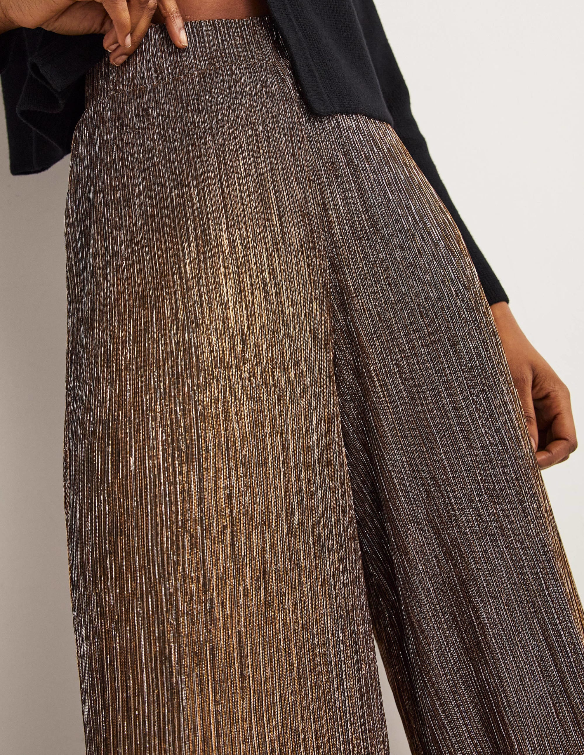 Pantalon de fête métallisé-Or, Lurex noir - Image 2
