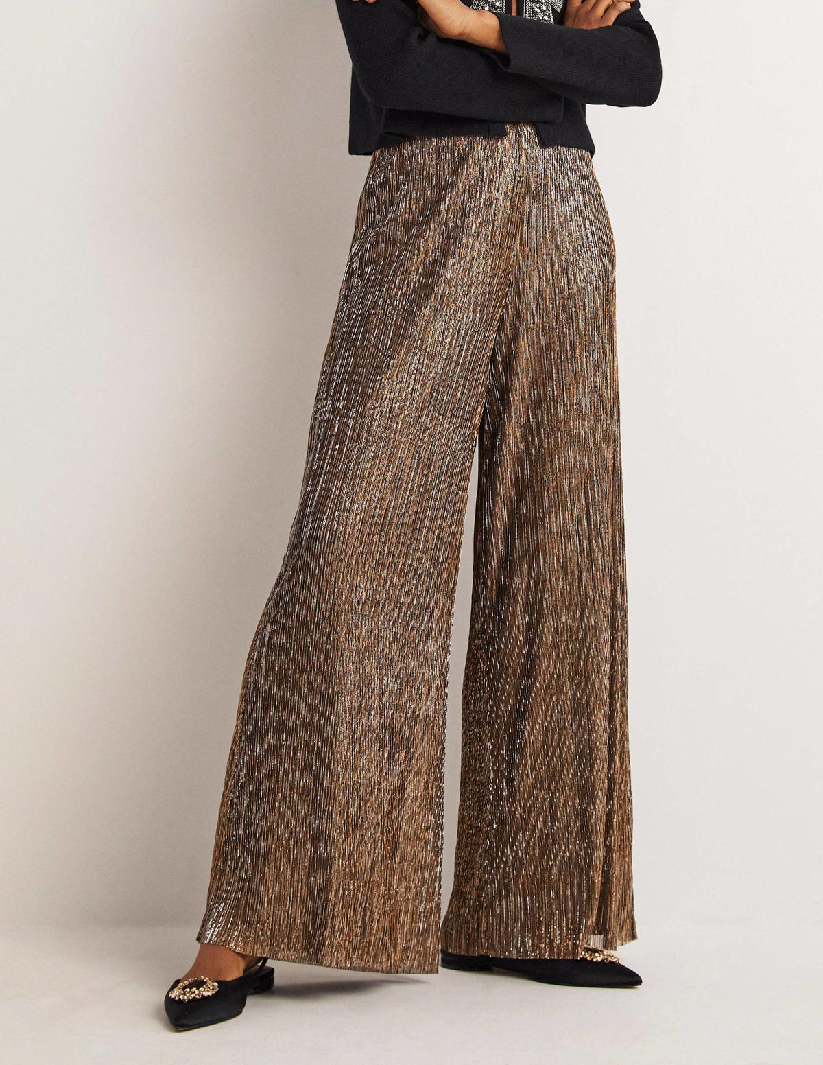Pantalon de fête métallisé-Or, Lurex noir - Image 4