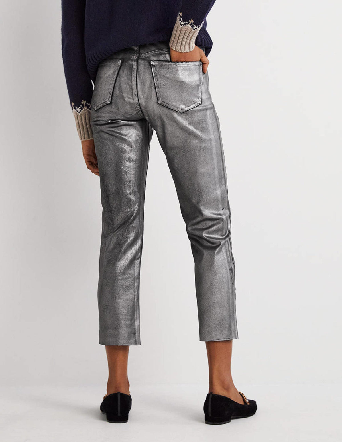 Metallic-Hose mit geradem Bein-Metallgrau-Metallic - Image 3