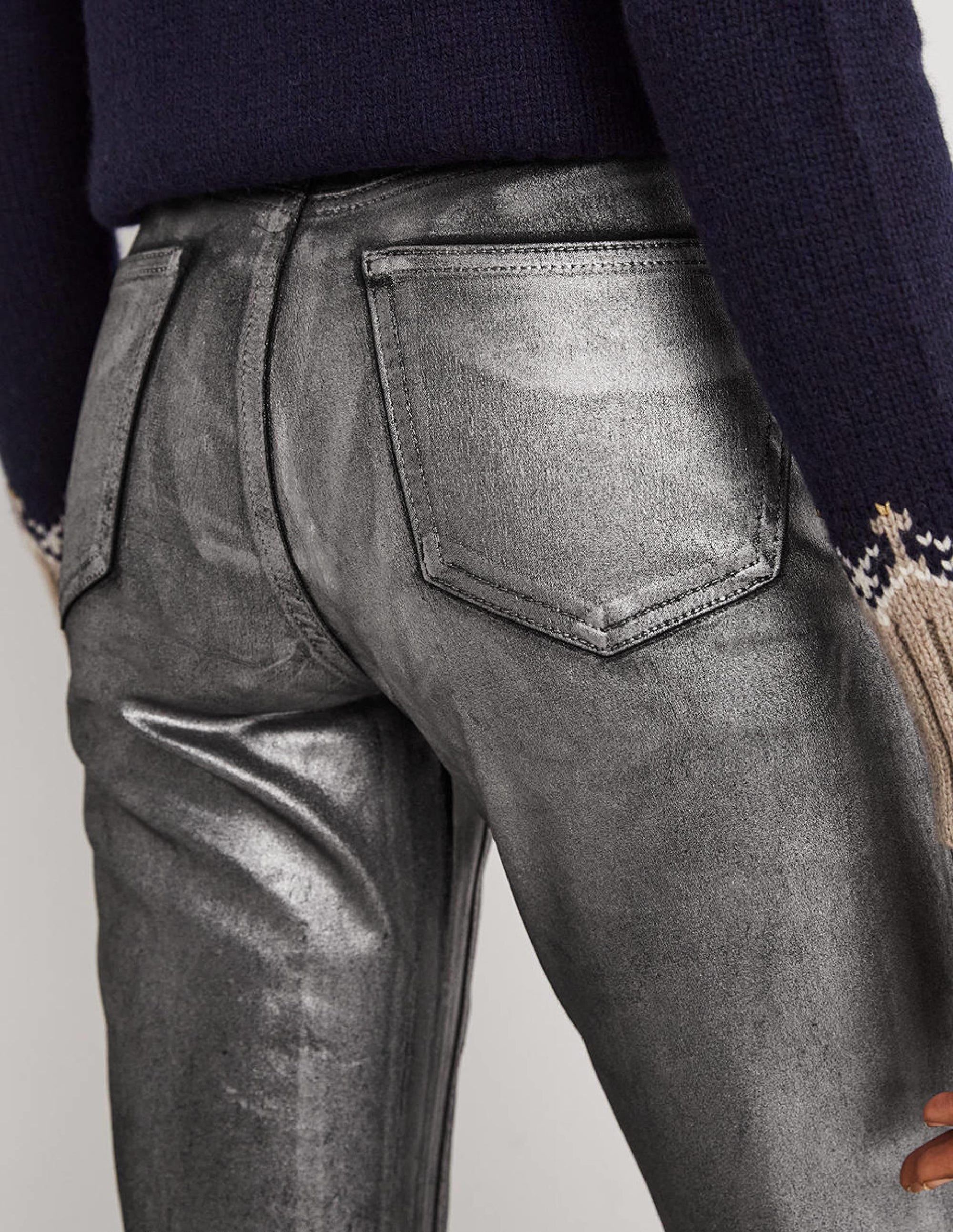 Metallic-Hose mit geradem Bein-Metallgrau-Metallic - Image 4