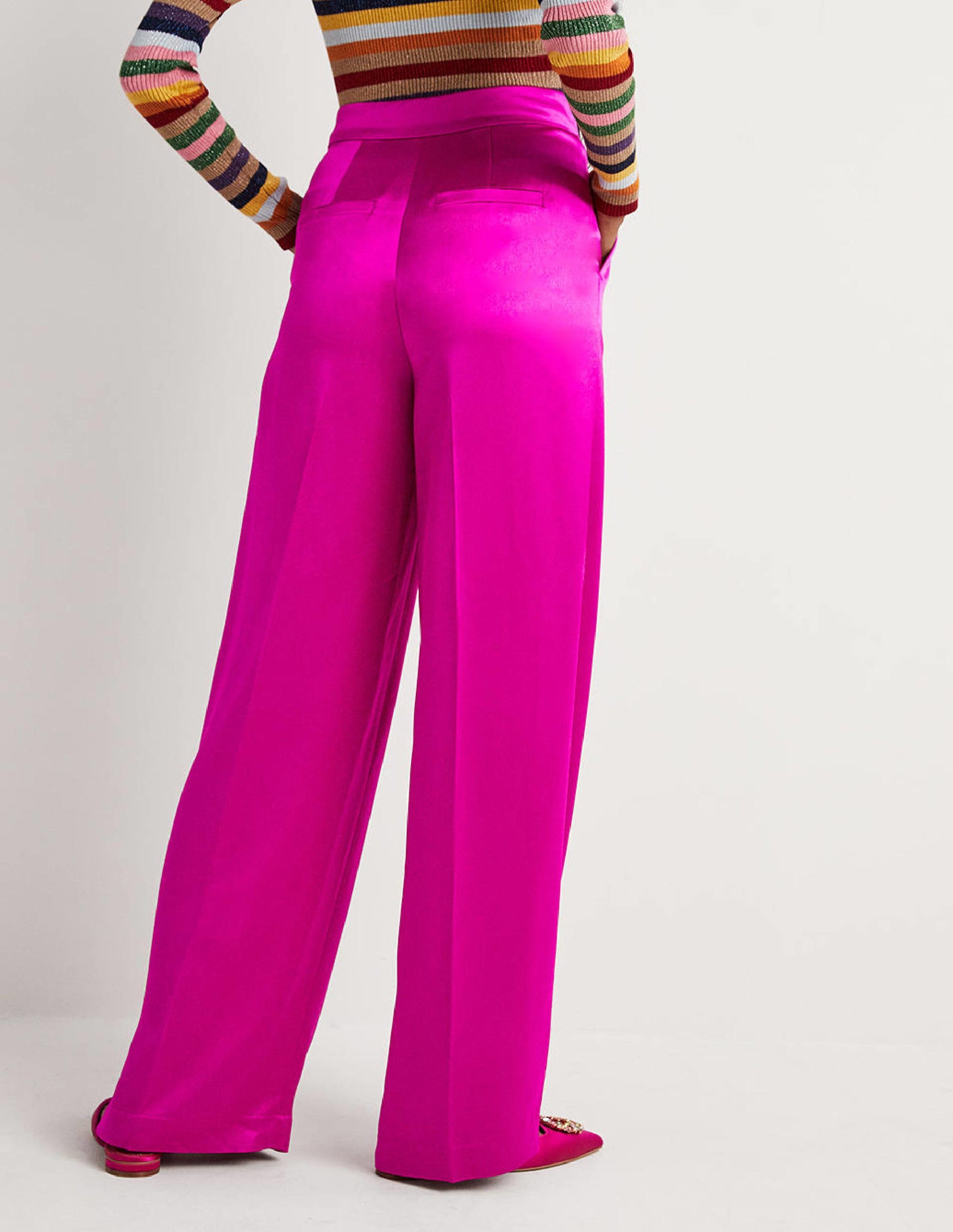 Satinhose mit weitem Bein-Fuchsie, Satin-3