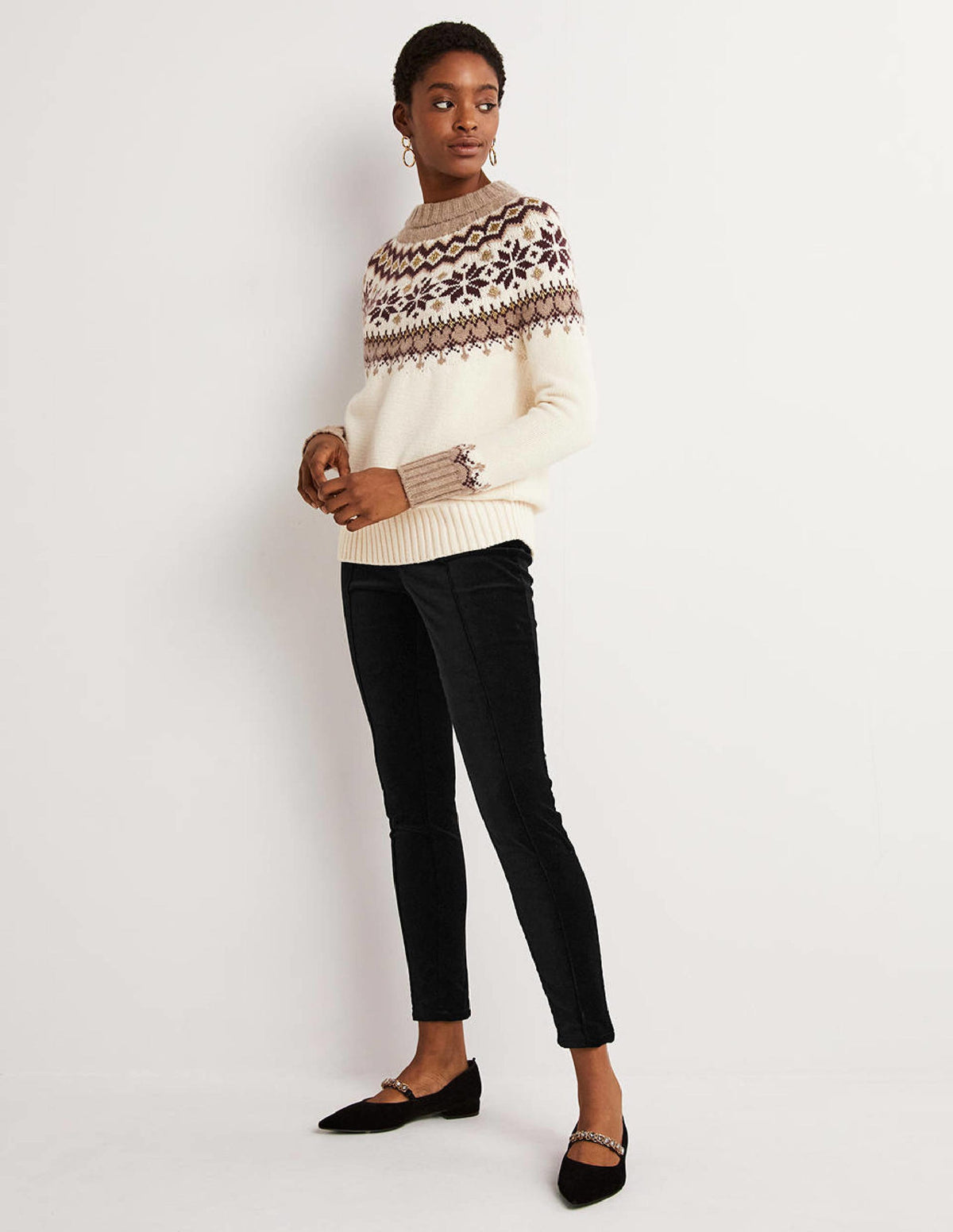 Stretch-Leggings aus Samt-Schwarz, Samt - Image 1