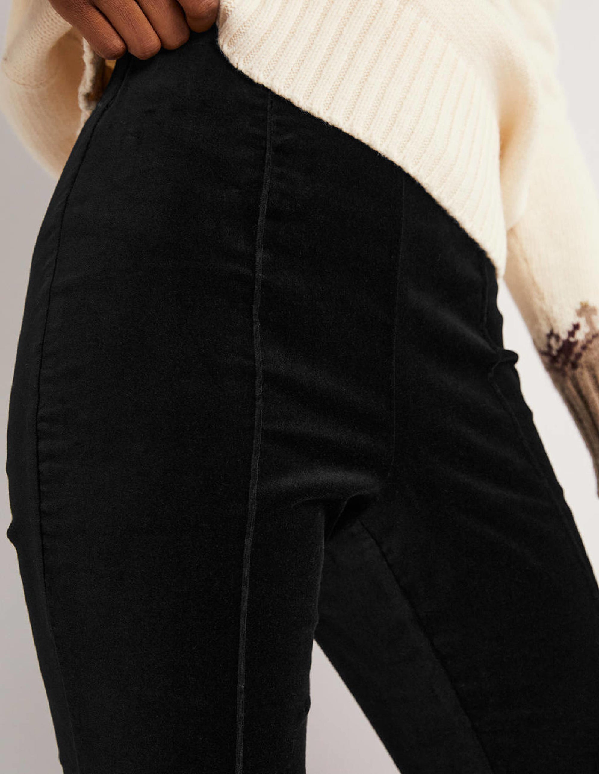 Stretch-Leggings aus Samt-Schwarz, Samt - Image 2
