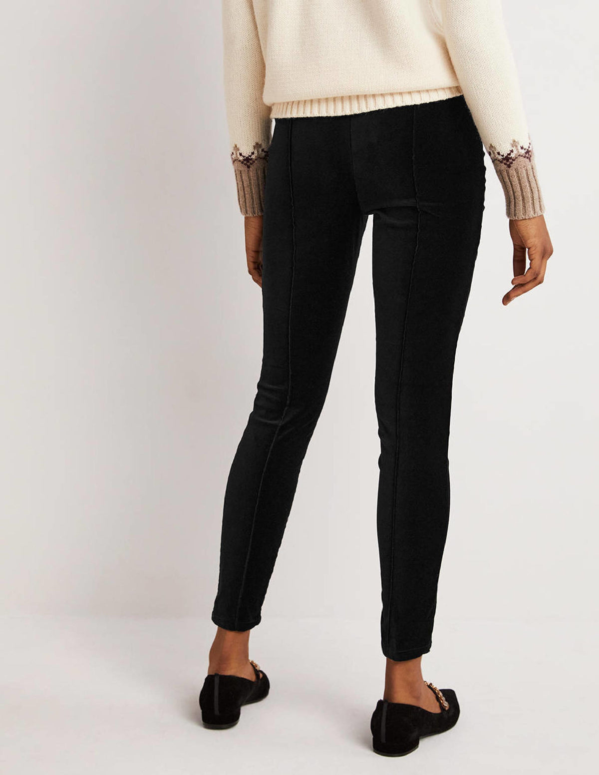 Stretch-Leggings aus Samt-Schwarz, Samt - Image 3