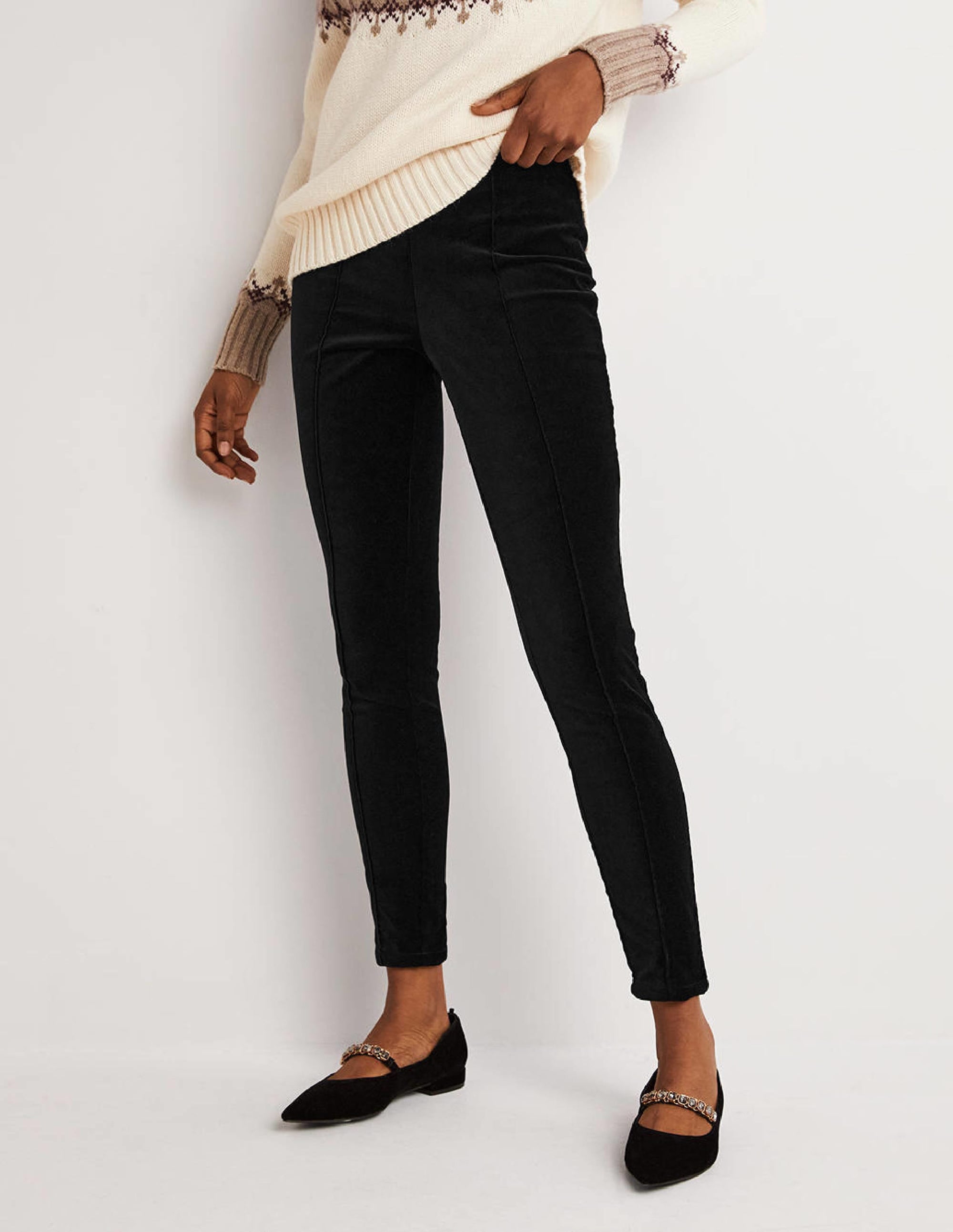 Stretch-Leggings aus Samt-Schwarz, Samt - Image 4