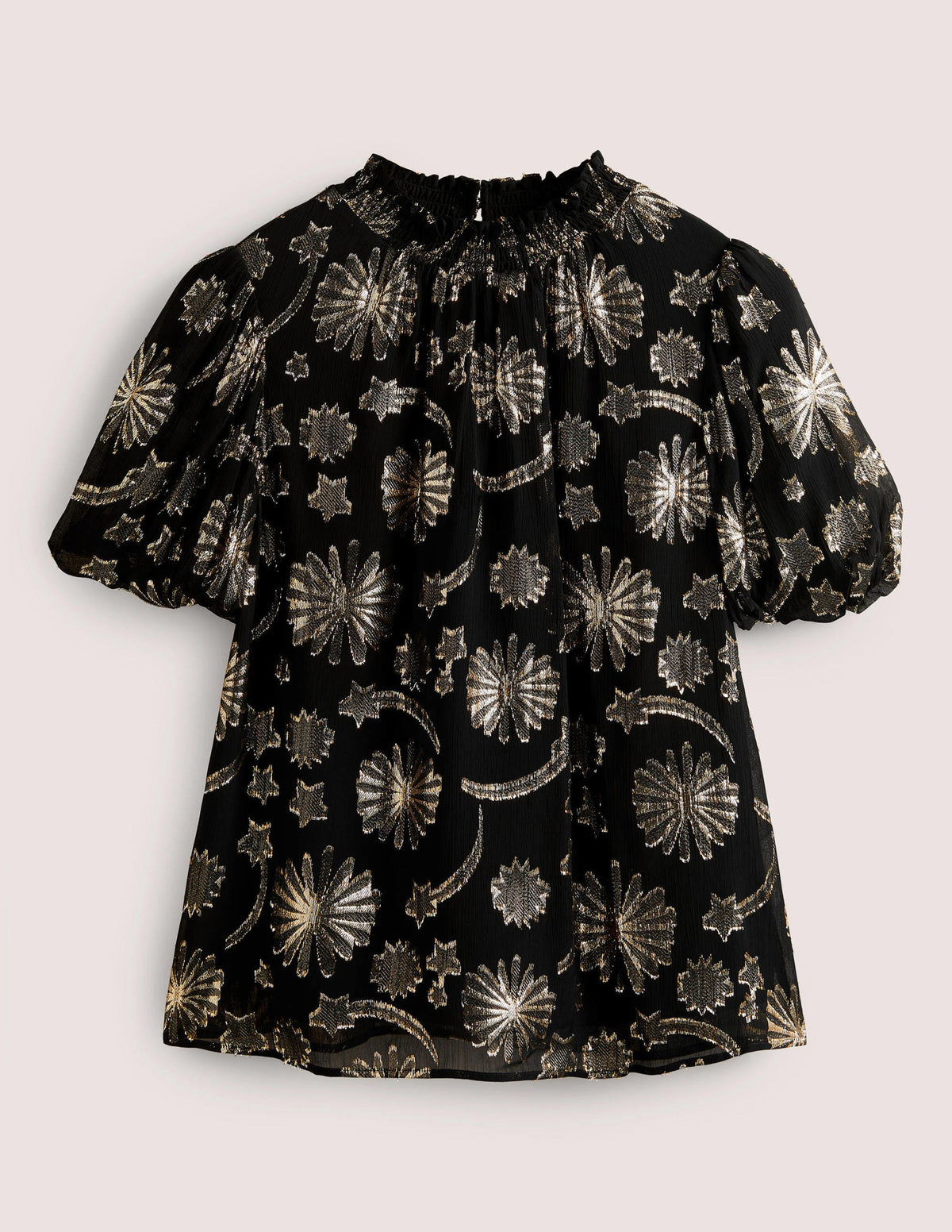 Oberteil mit Smokkragen und Puffärmeln-Clip, Jacquard - Image 6