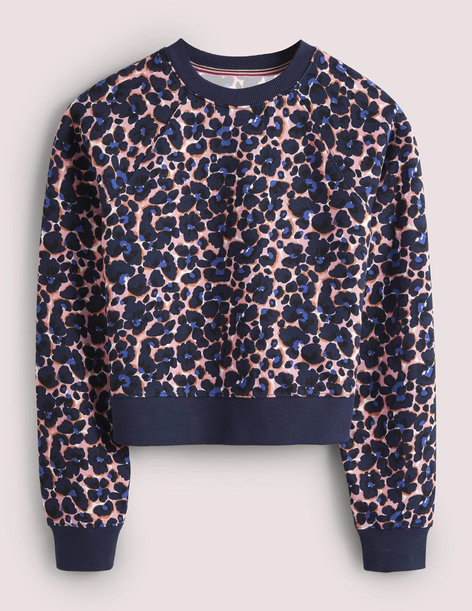 Sweat court à manches raglan-Bleu marine foncé, motif Abstract Bud - Image 6