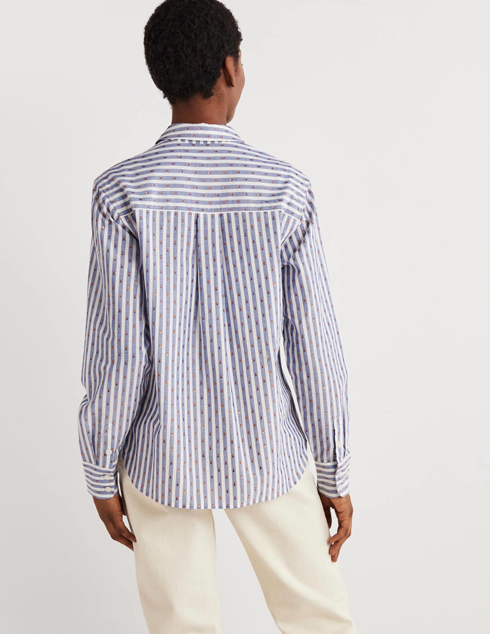Chemise décontractée brodée-Rayé clip métallisé - Image 4