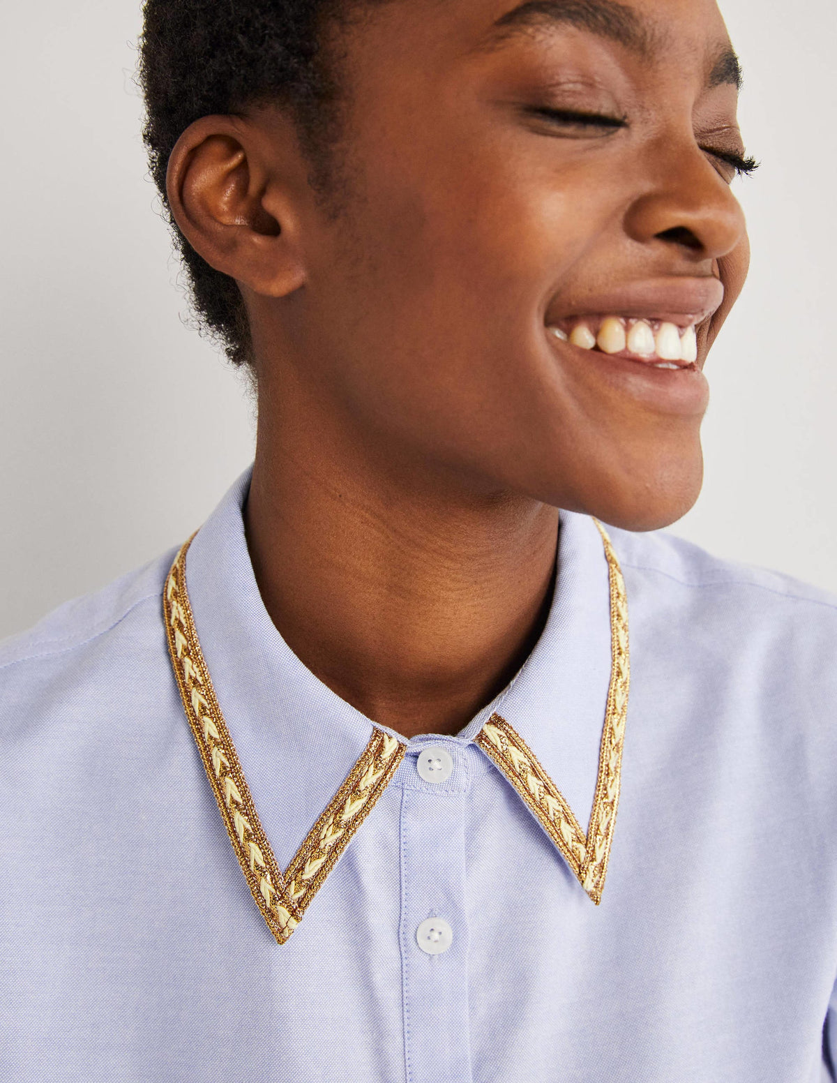 Chemise décontractée avec détails dorés-Chambray, métallisé - Image 2