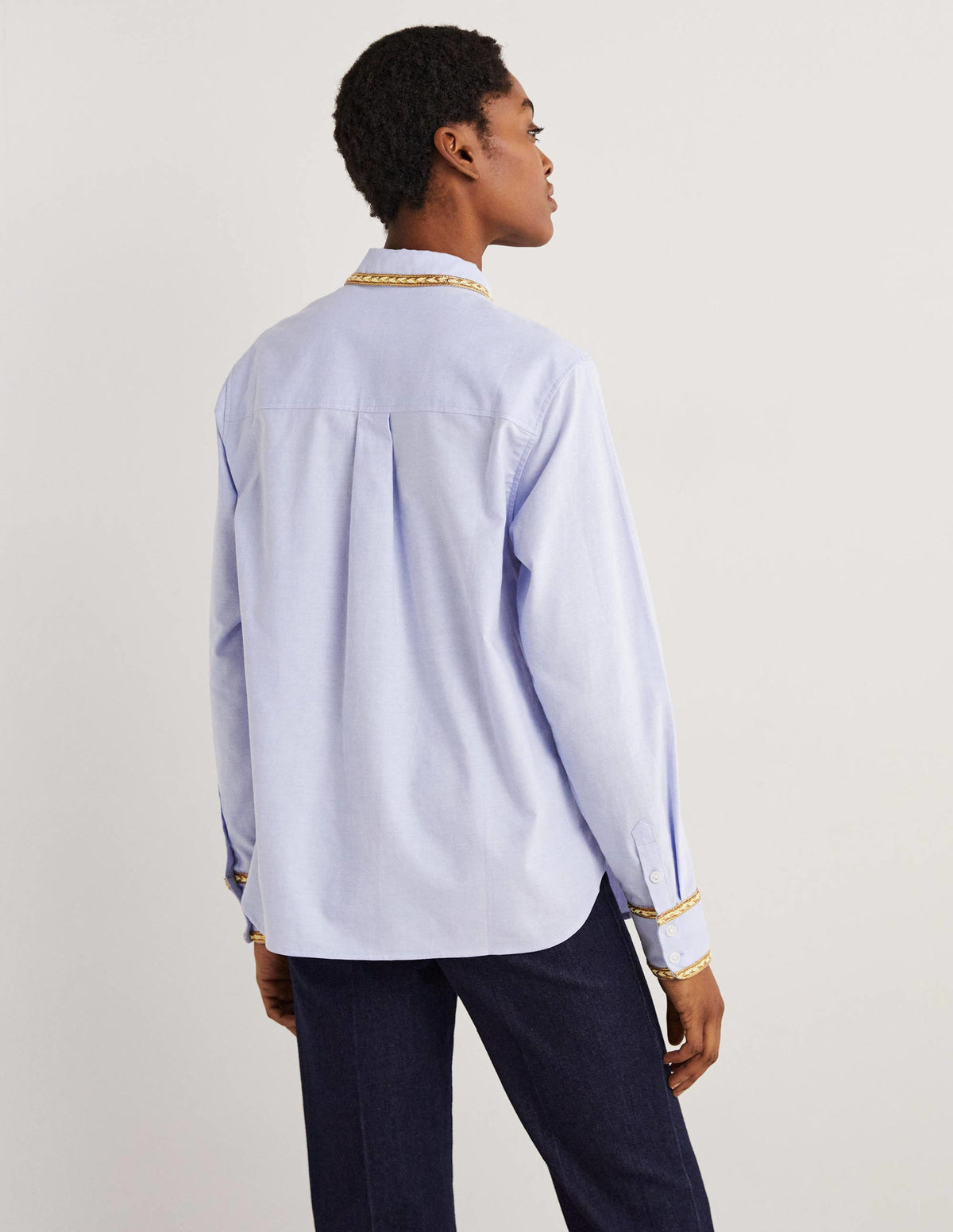 Chemise décontractée avec détails dorés-Chambray, métallisé-3