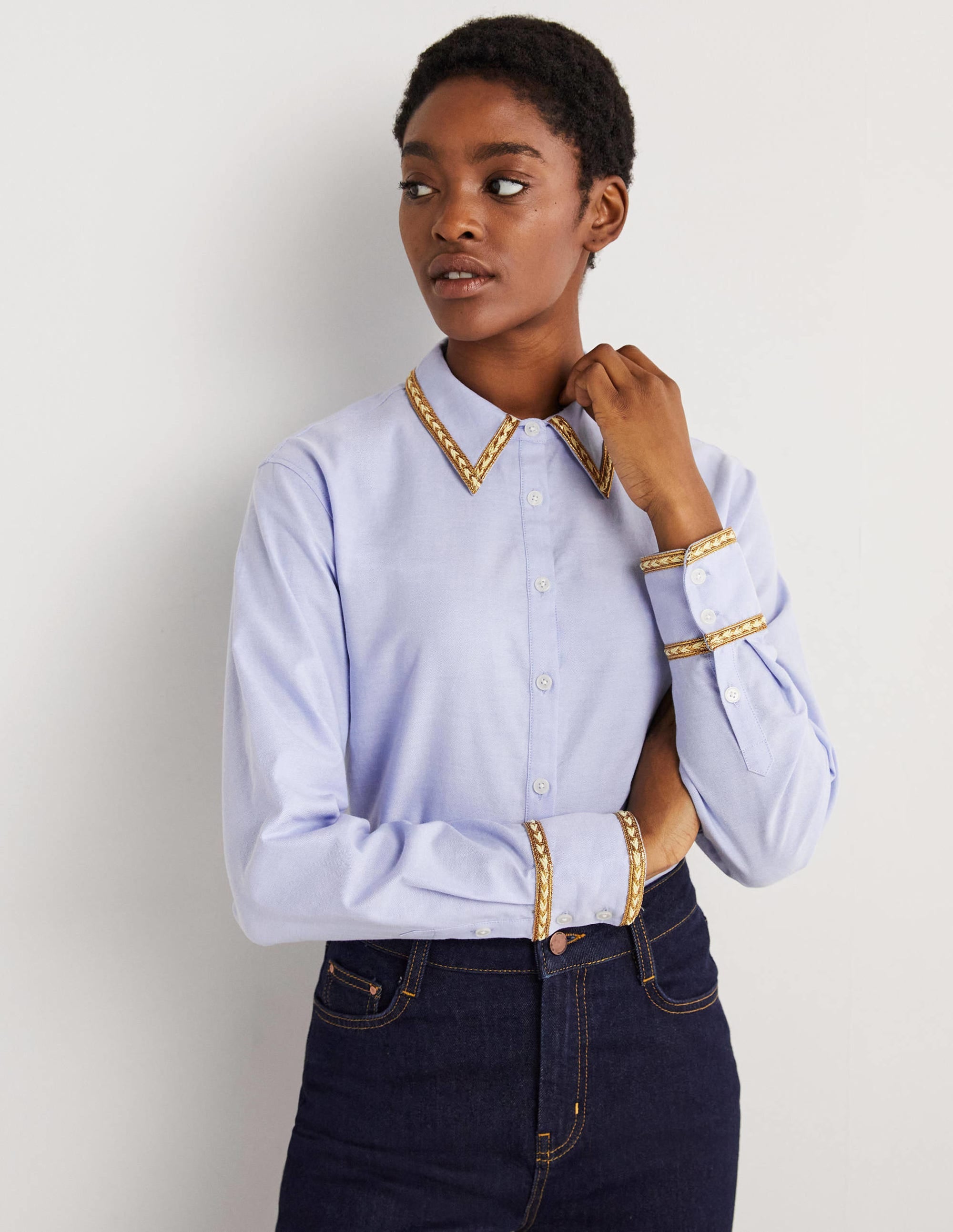 Chemise décontractée avec détails dorés-Chambray, métallisé - Image 5
