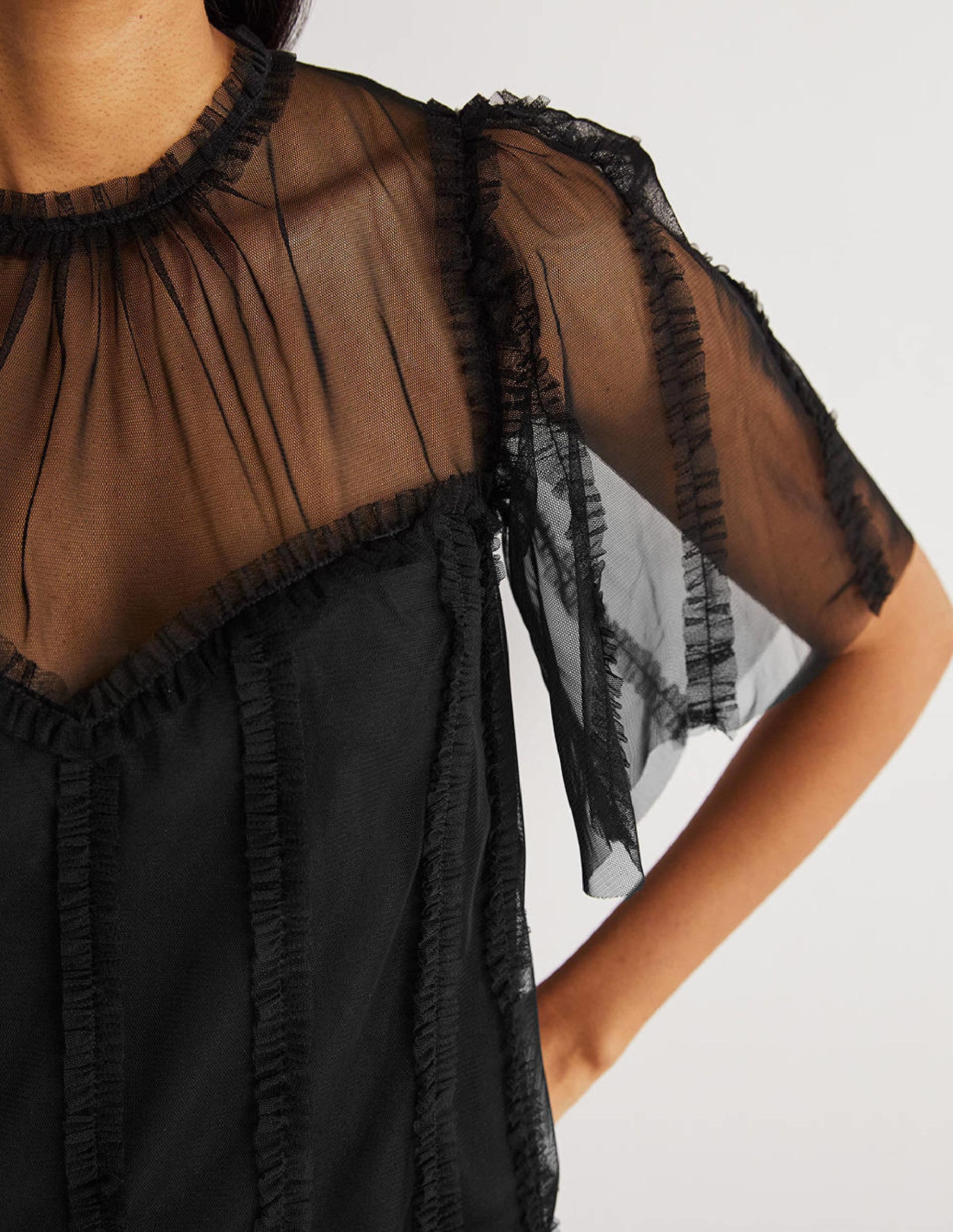 Black Sweetheart Tulle Party Top-Schwarz-2