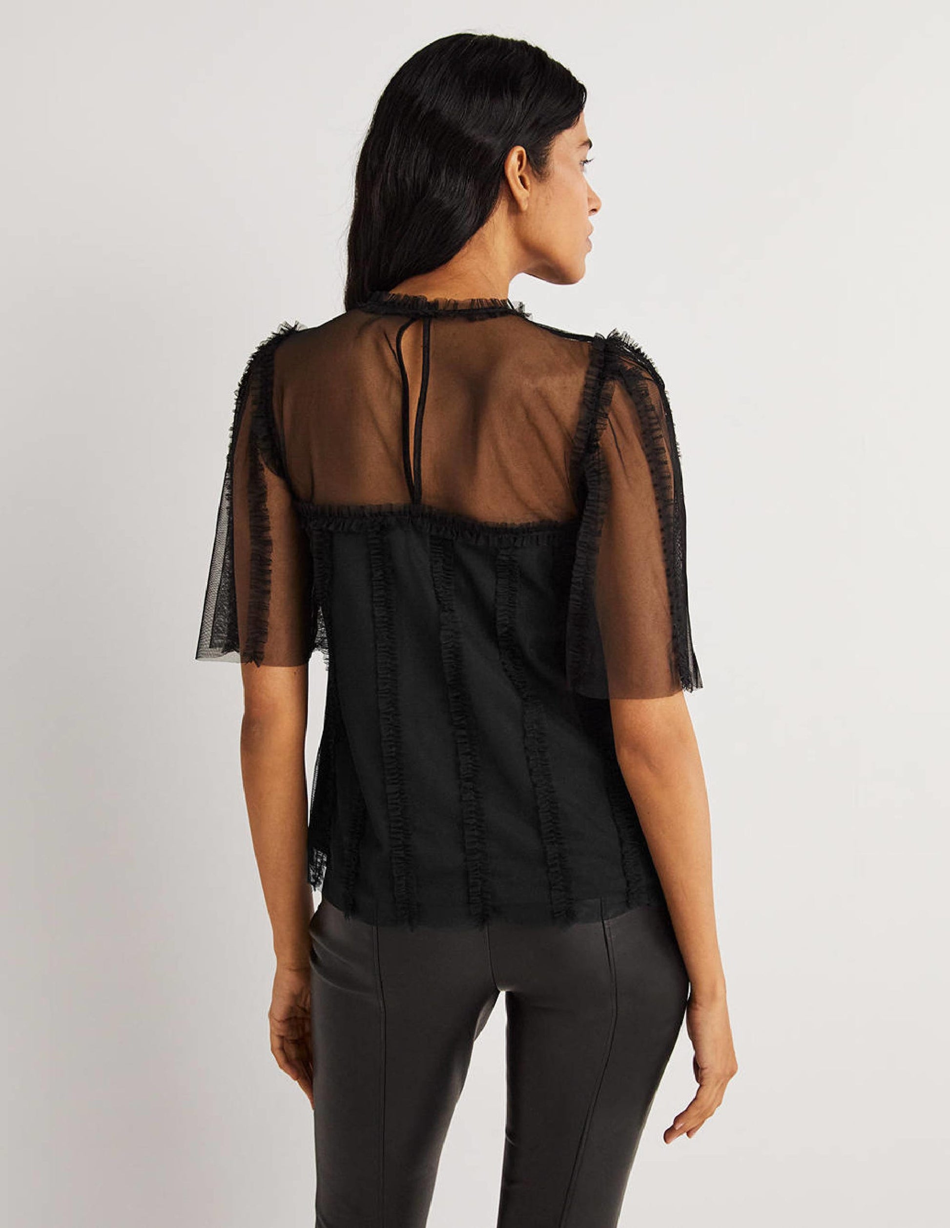 Black Sweetheart Tulle Party Top-Schwarz-3