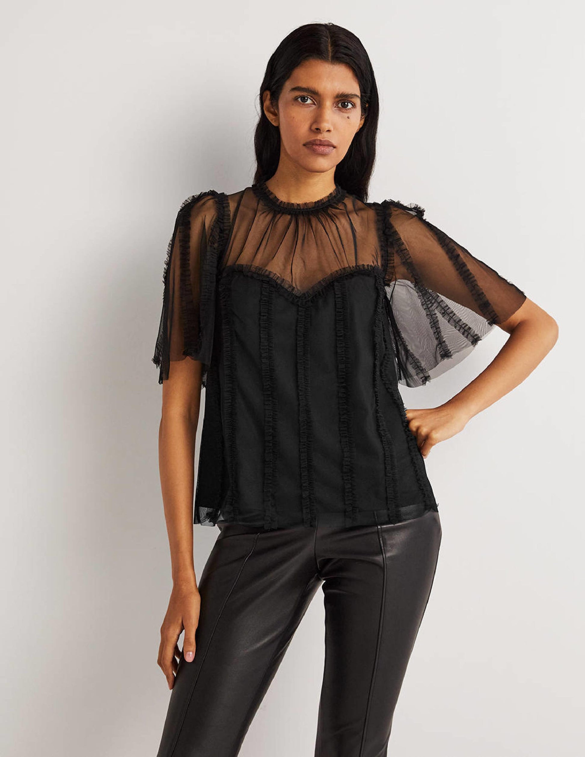 Black Sweetheart Tulle Party Top-Schwarz-5