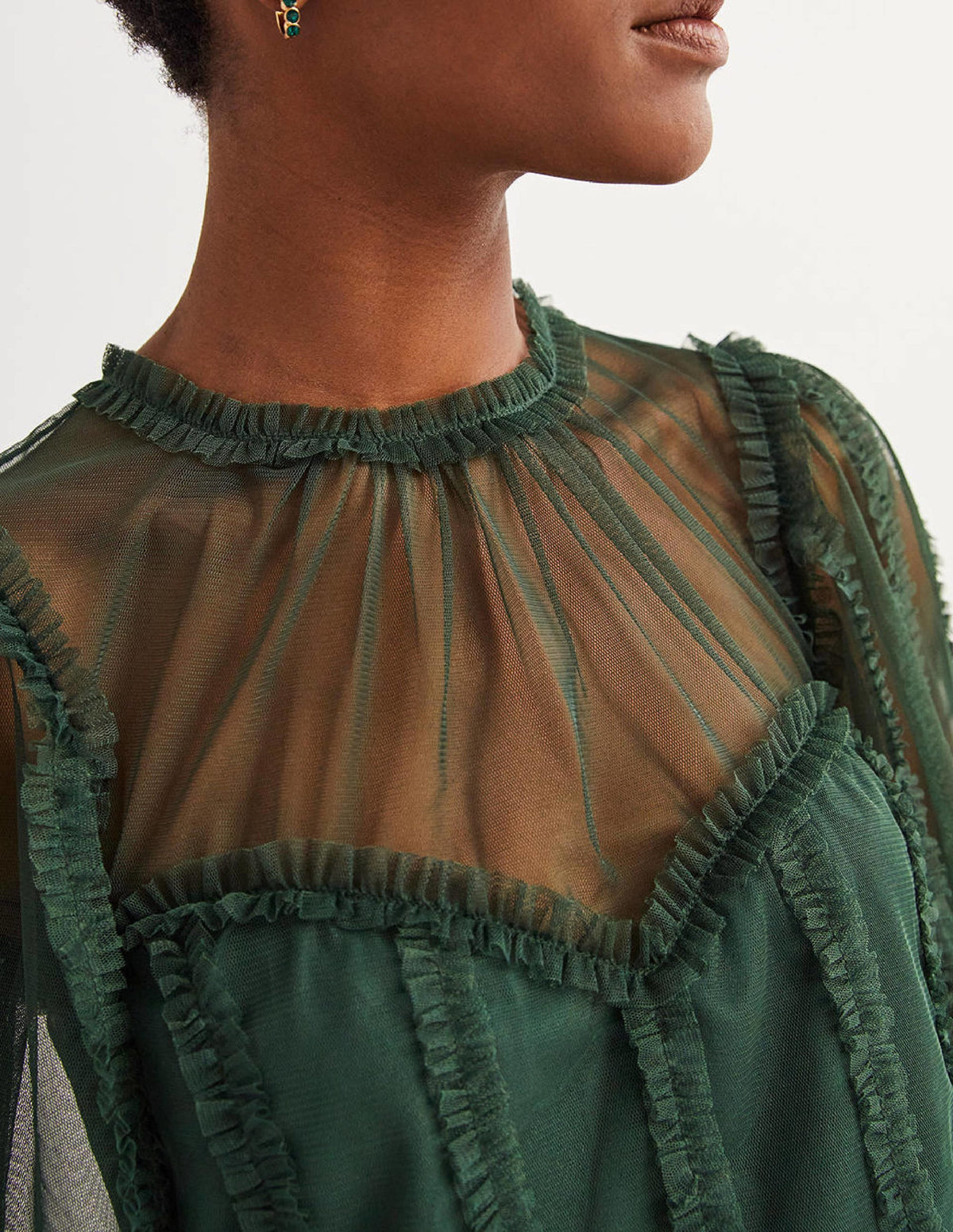 Green Sweetheart Tulle Party Top-Trekking-Grün-2