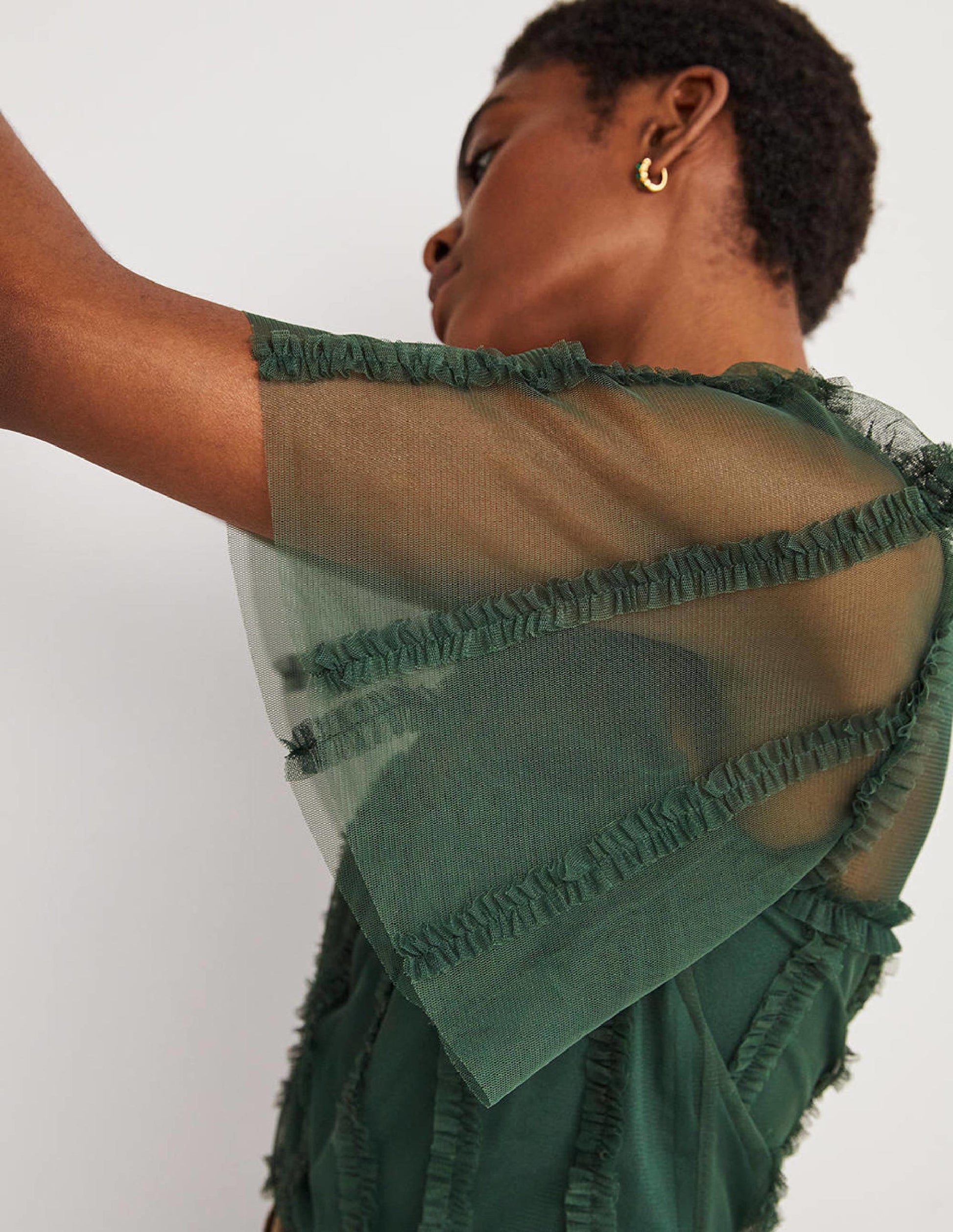 Green Sweetheart Tulle Party Top-Trekking-Grün-5