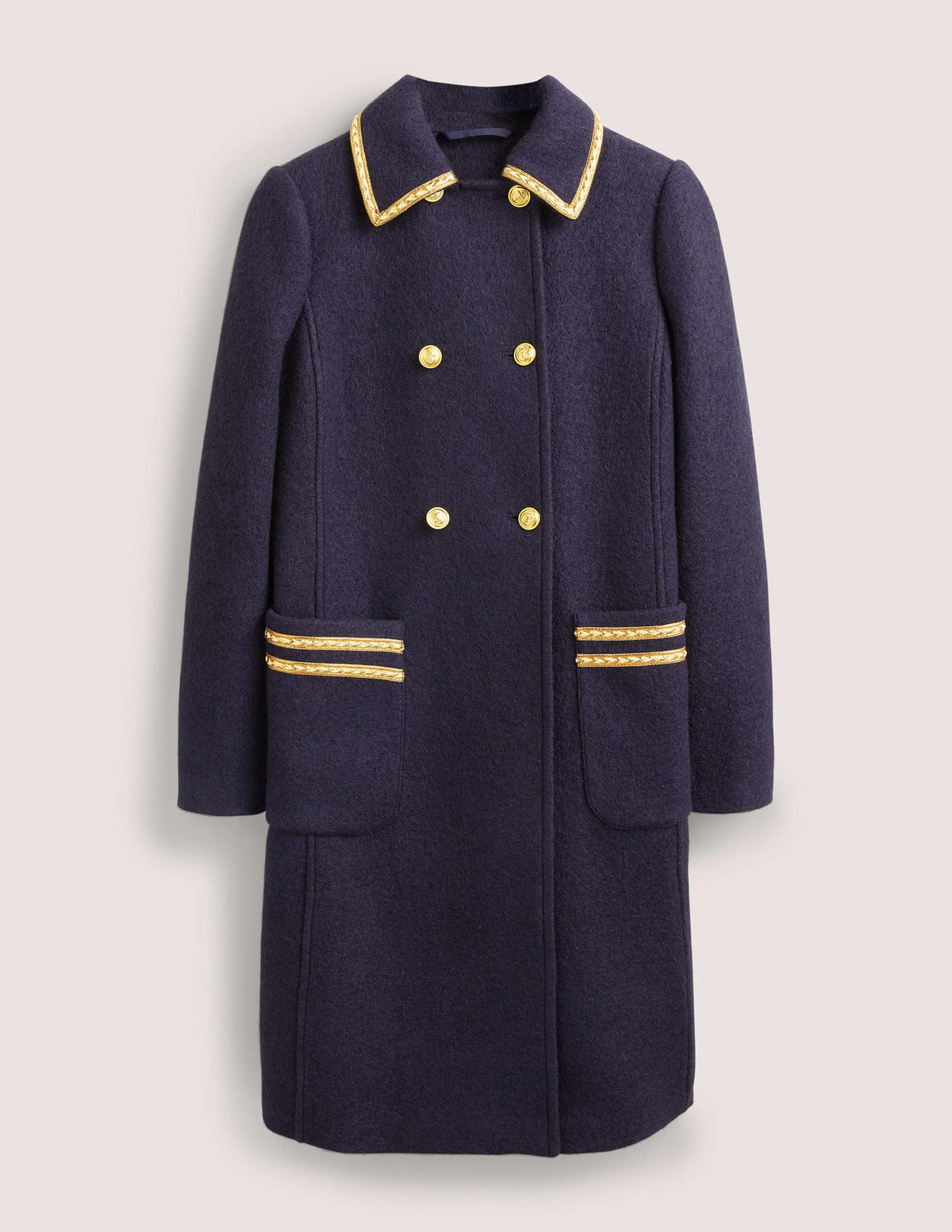 Double Breasted Military Coat-Bleu marine - Image 6