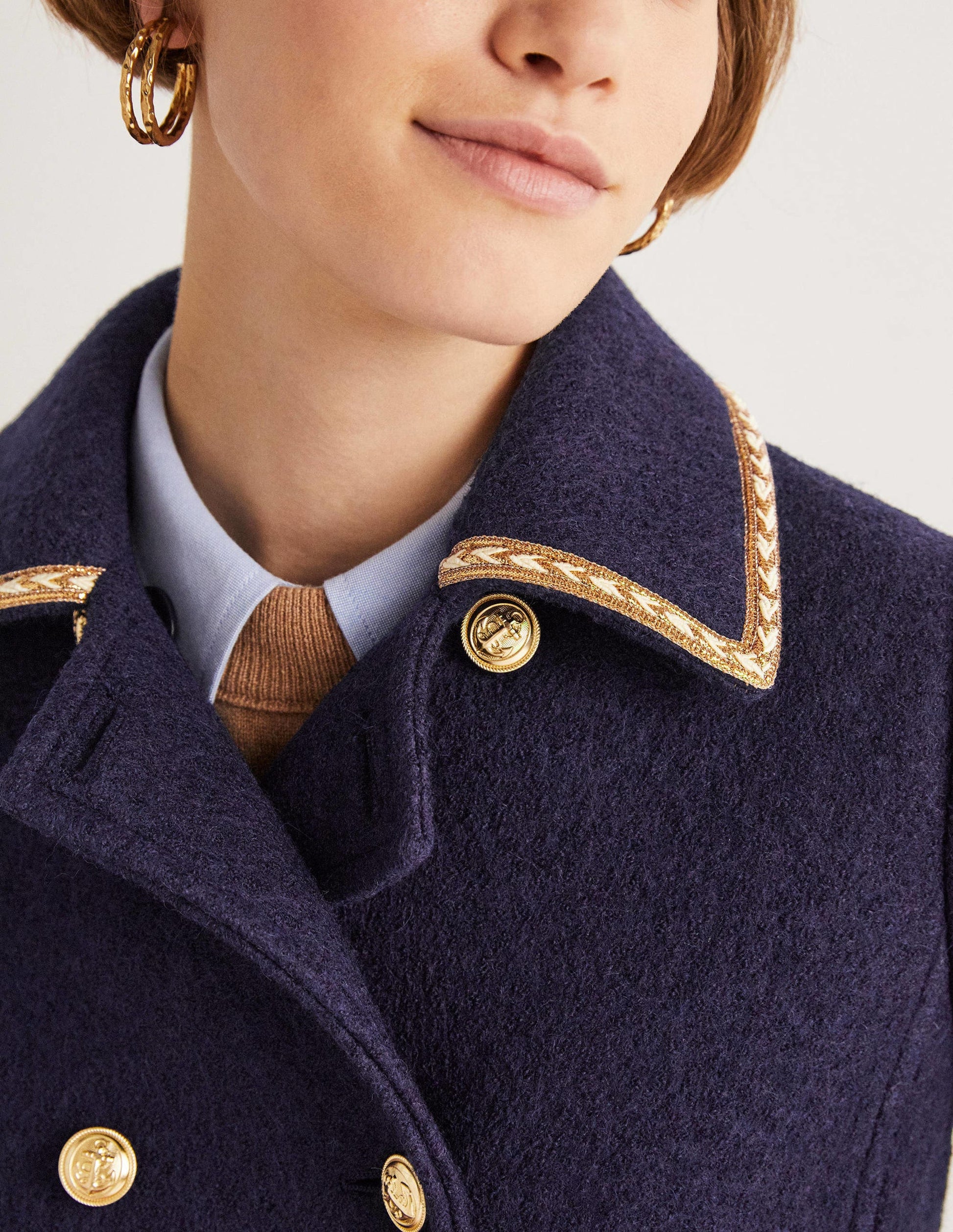 Double Breasted Military Coat-Bleu marine-2