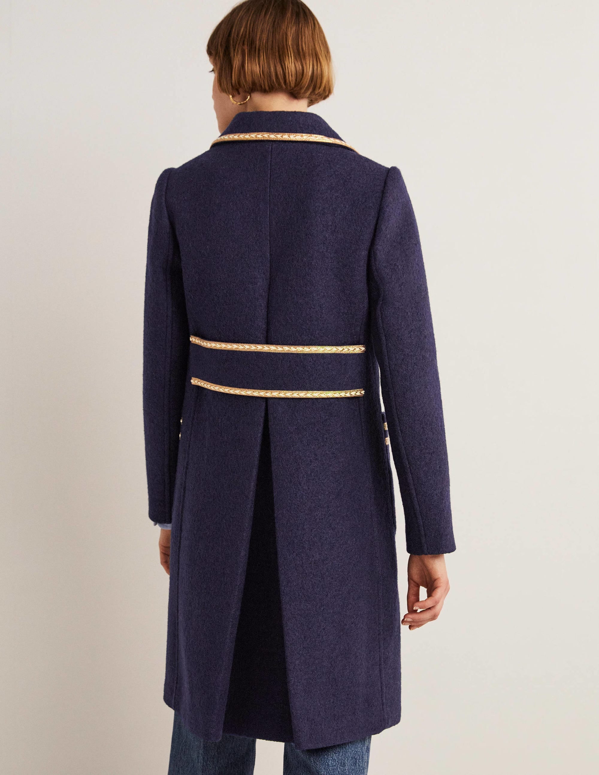 Double Breasted Military Coat-Bleu marine - Image 3